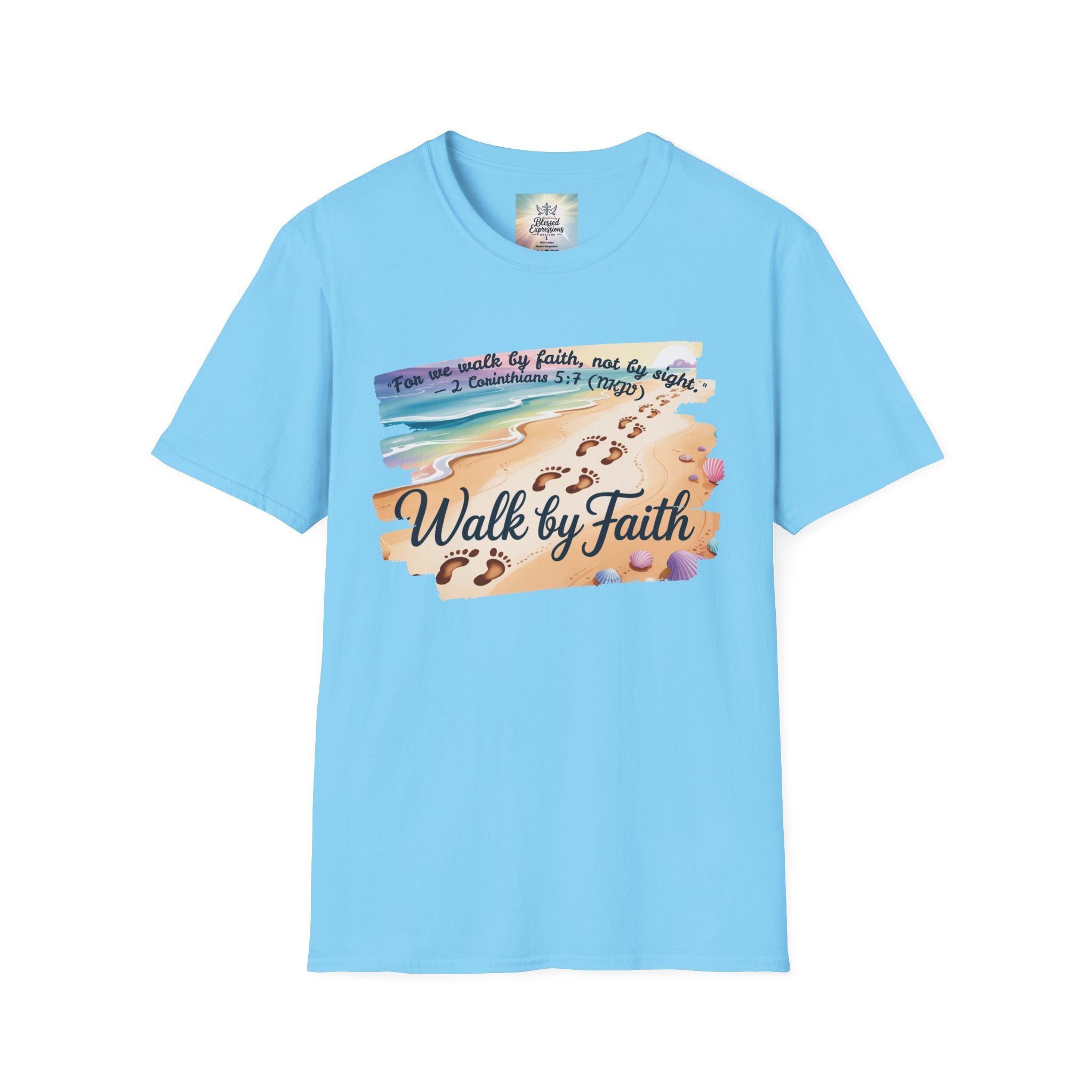 Walk by Faith Inspirational T-Shirt, Christian Apparel, Beach Vibe Tee, Casual Summer Wear, Gift for Believers
