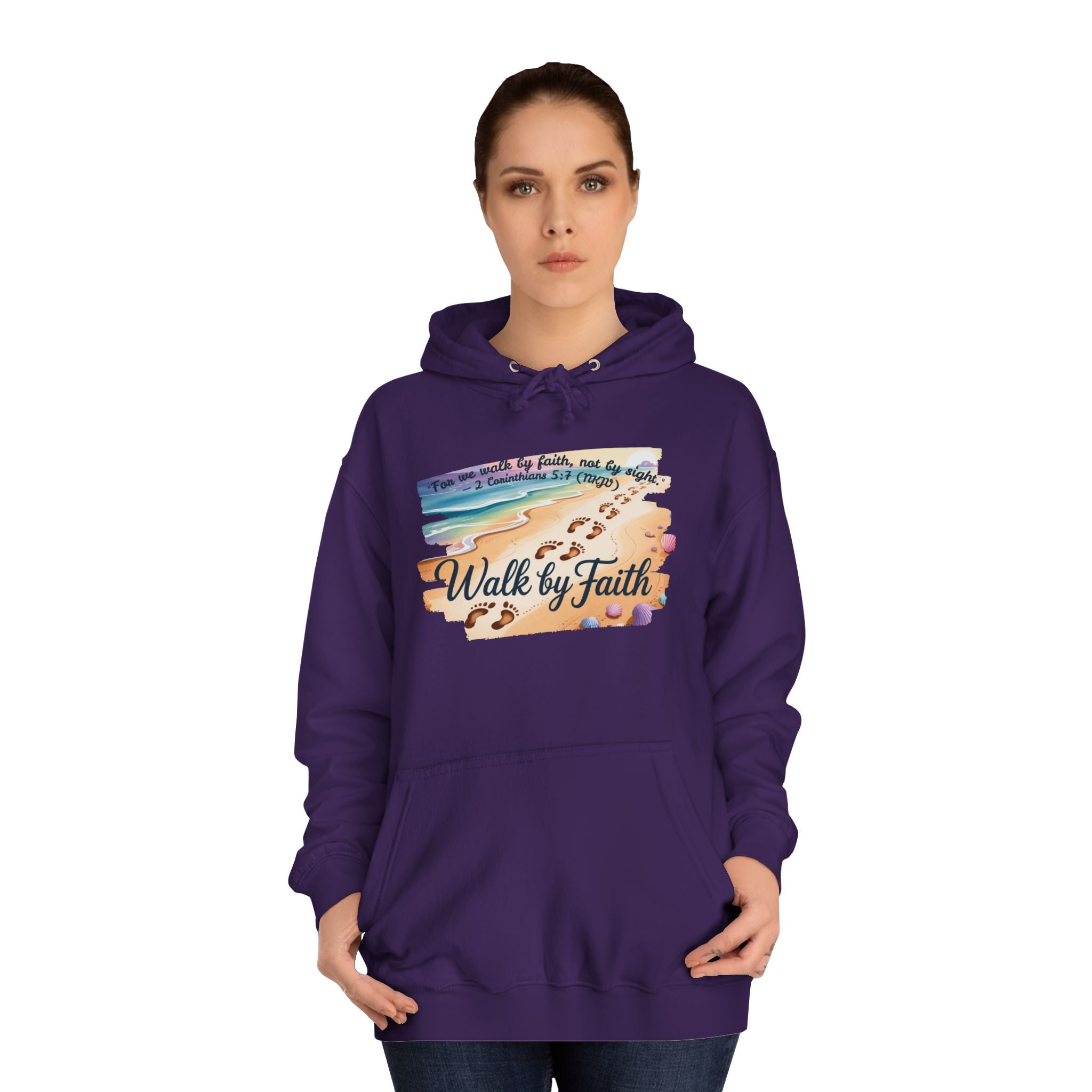 Walk by Faith-Inspirational Hoodie, Cozy College Wear, Inspirational Gift, Relaxed Everyday Style, Perfect for Faith-Based Events