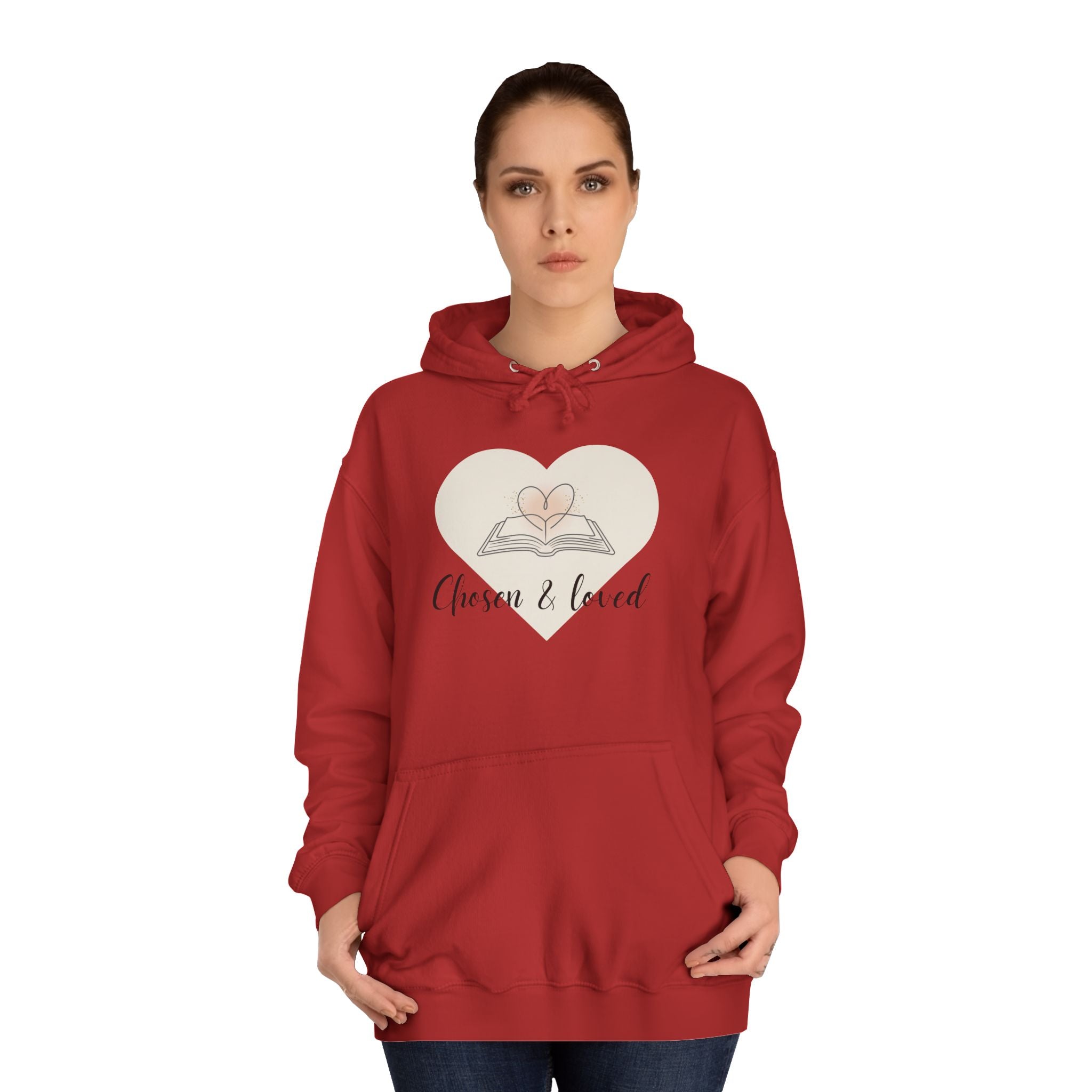 Chosen & Loved Cozy Reading Hoodie, Unisex College Apparel, Relaxed Style Sweatshirt - Light Colors