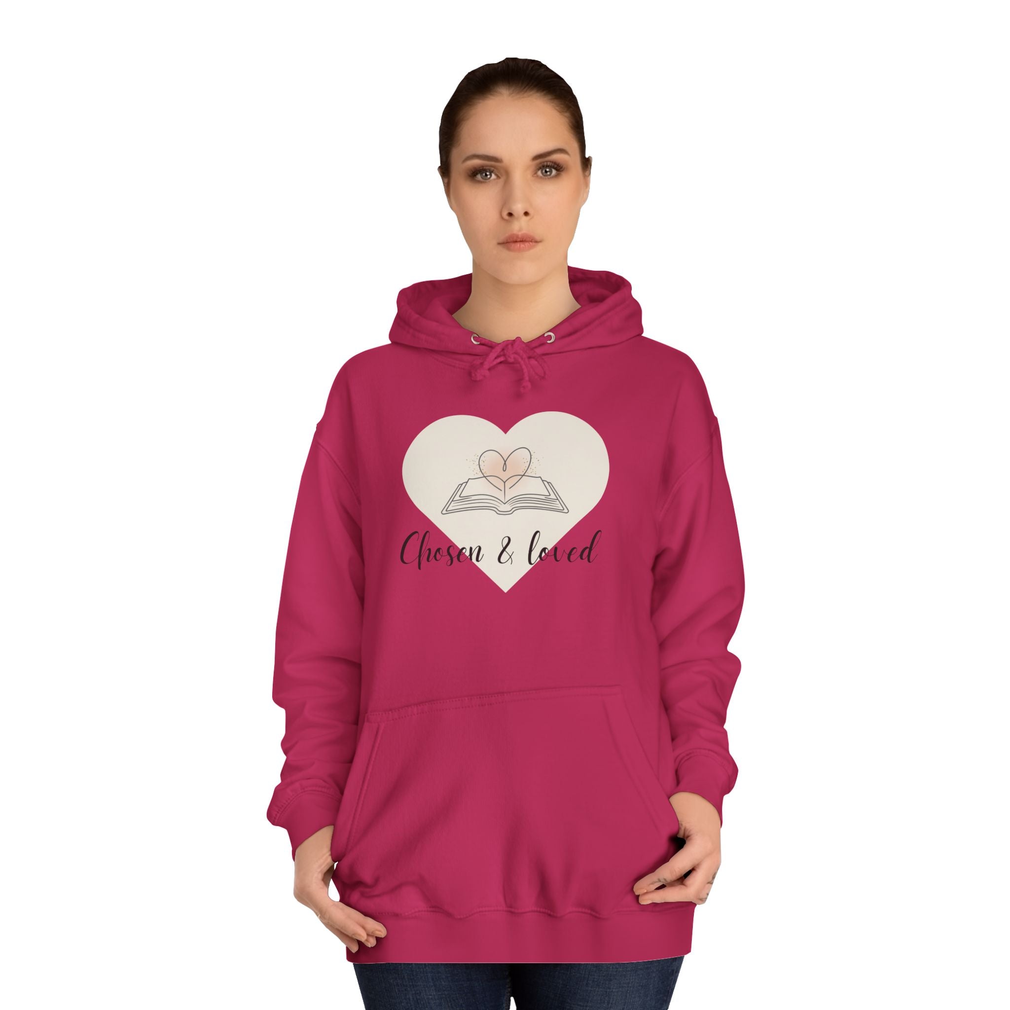 Chosen & Loved Cozy Reading Hoodie, Unisex College Apparel, Relaxed Style Sweatshirt - Light Colors