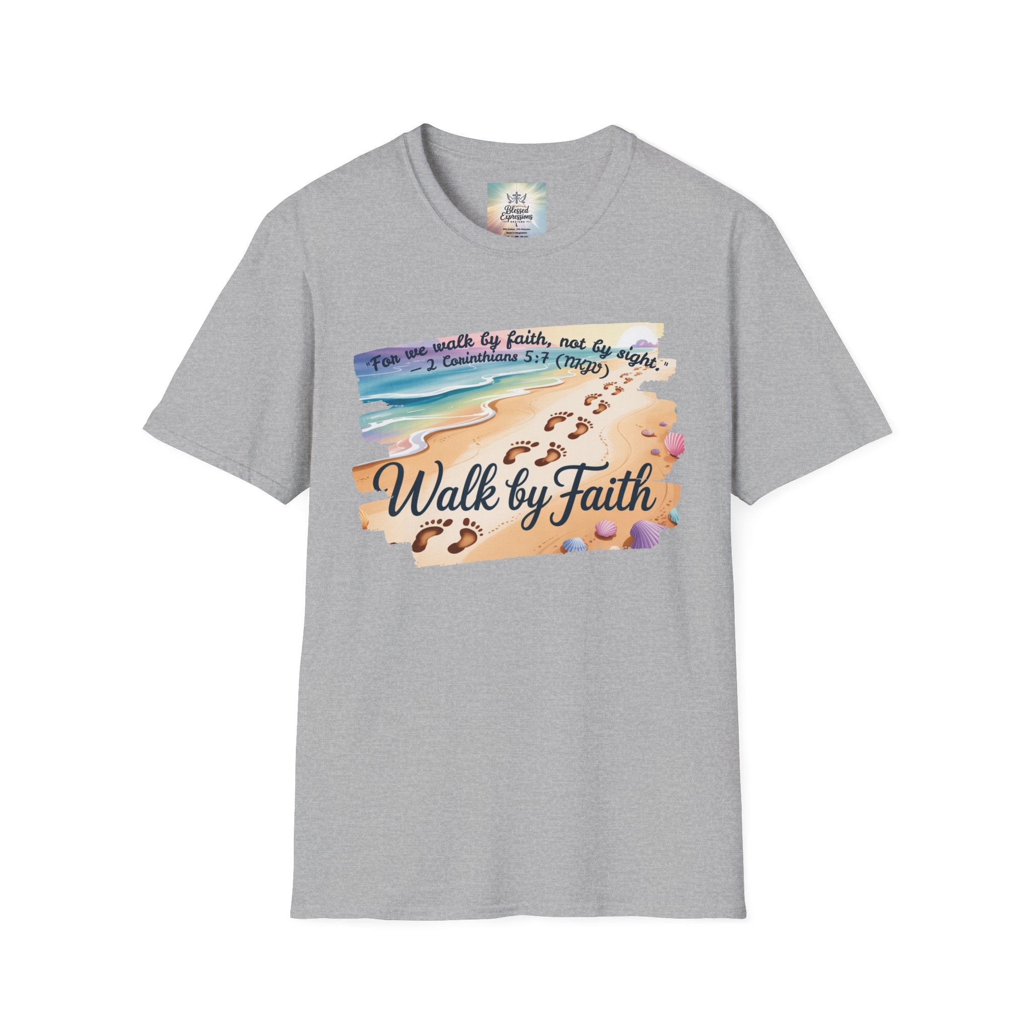 Walk by Faith Inspirational T-Shirt, Christian Apparel, Beach Vibe Tee, Casual Summer Wear, Gift for Believers