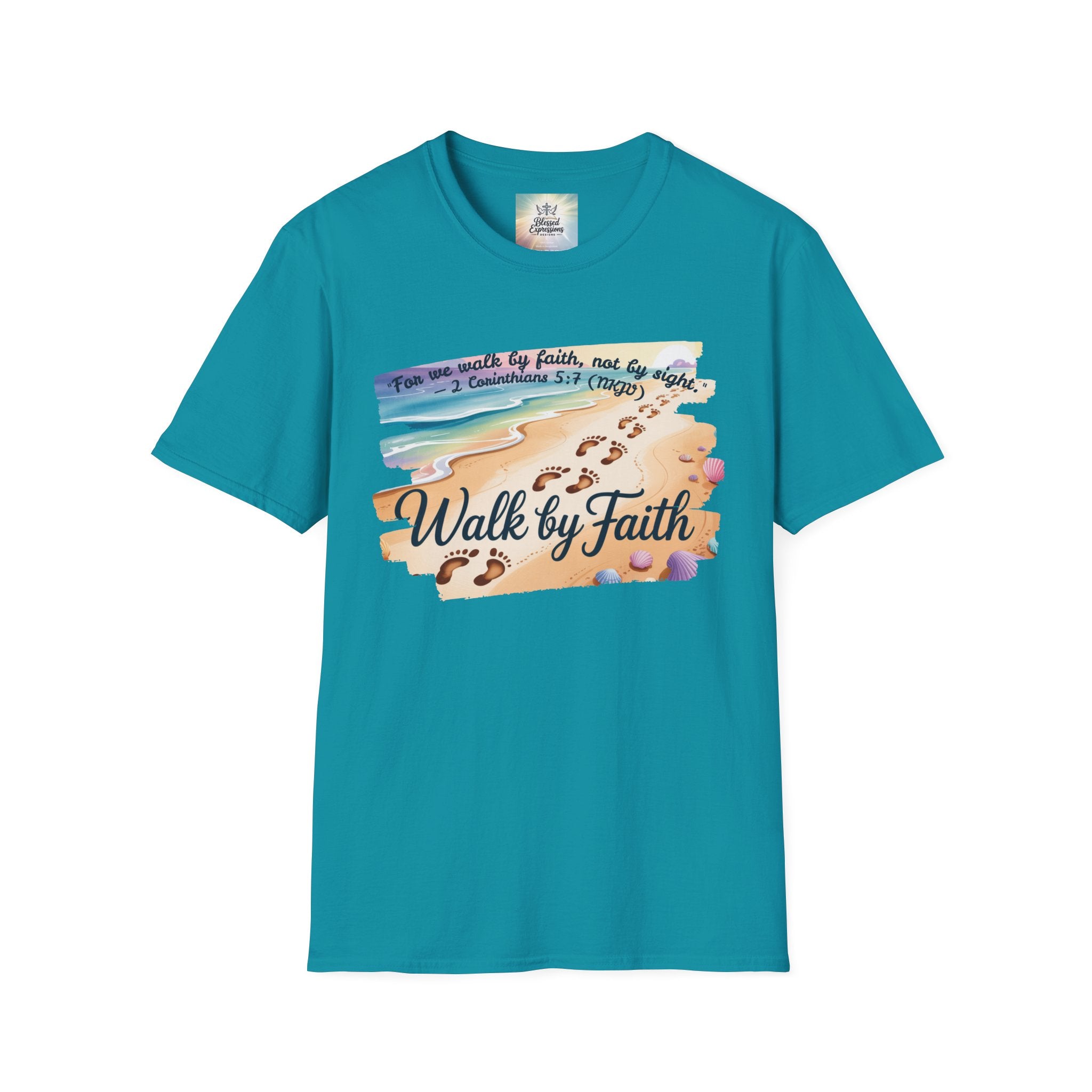 Walk by Faith Inspirational T-Shirt, Christian Apparel, Beach Vibe Tee, Casual Summer Wear, Gift for Believers