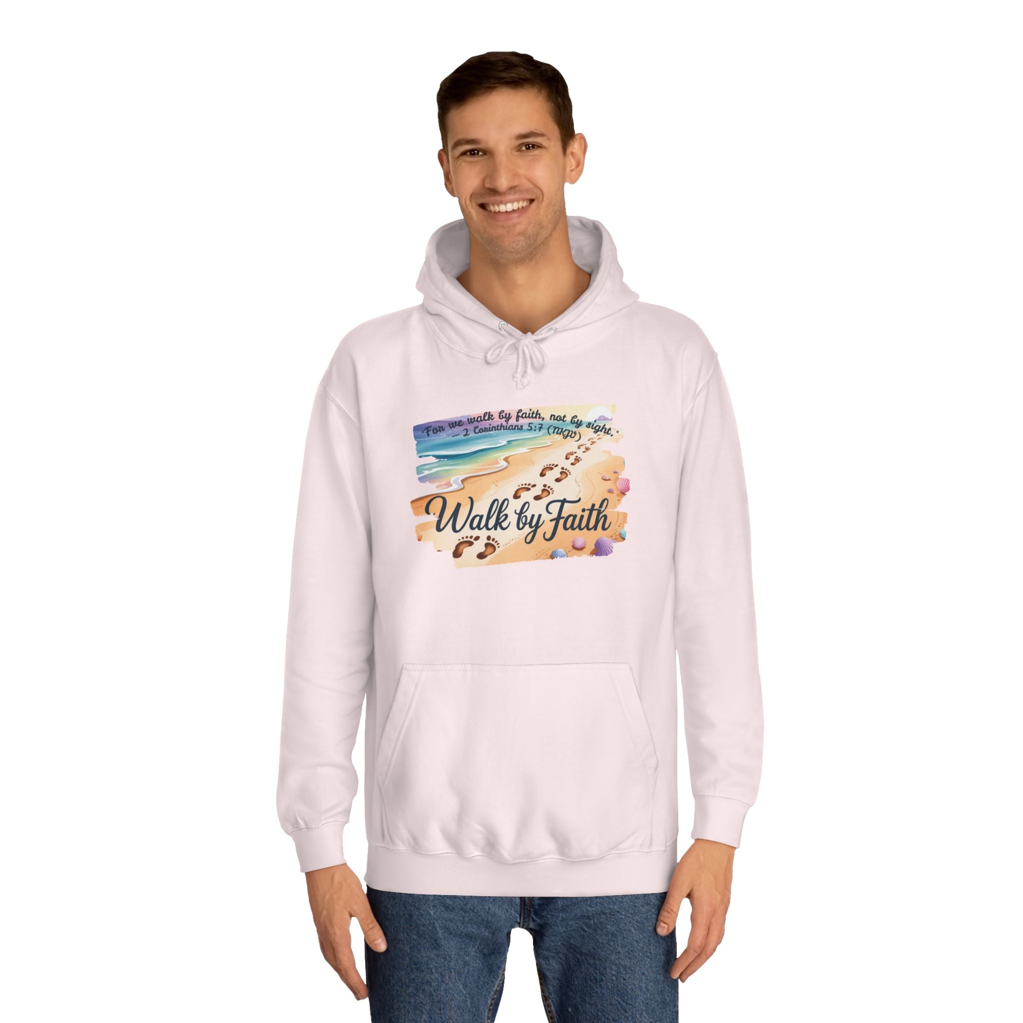 Walk by Faith-Inspirational Hoodie, Cozy College Wear, Inspirational Gift, Relaxed Everyday Style, Perfect for Faith-Based Events