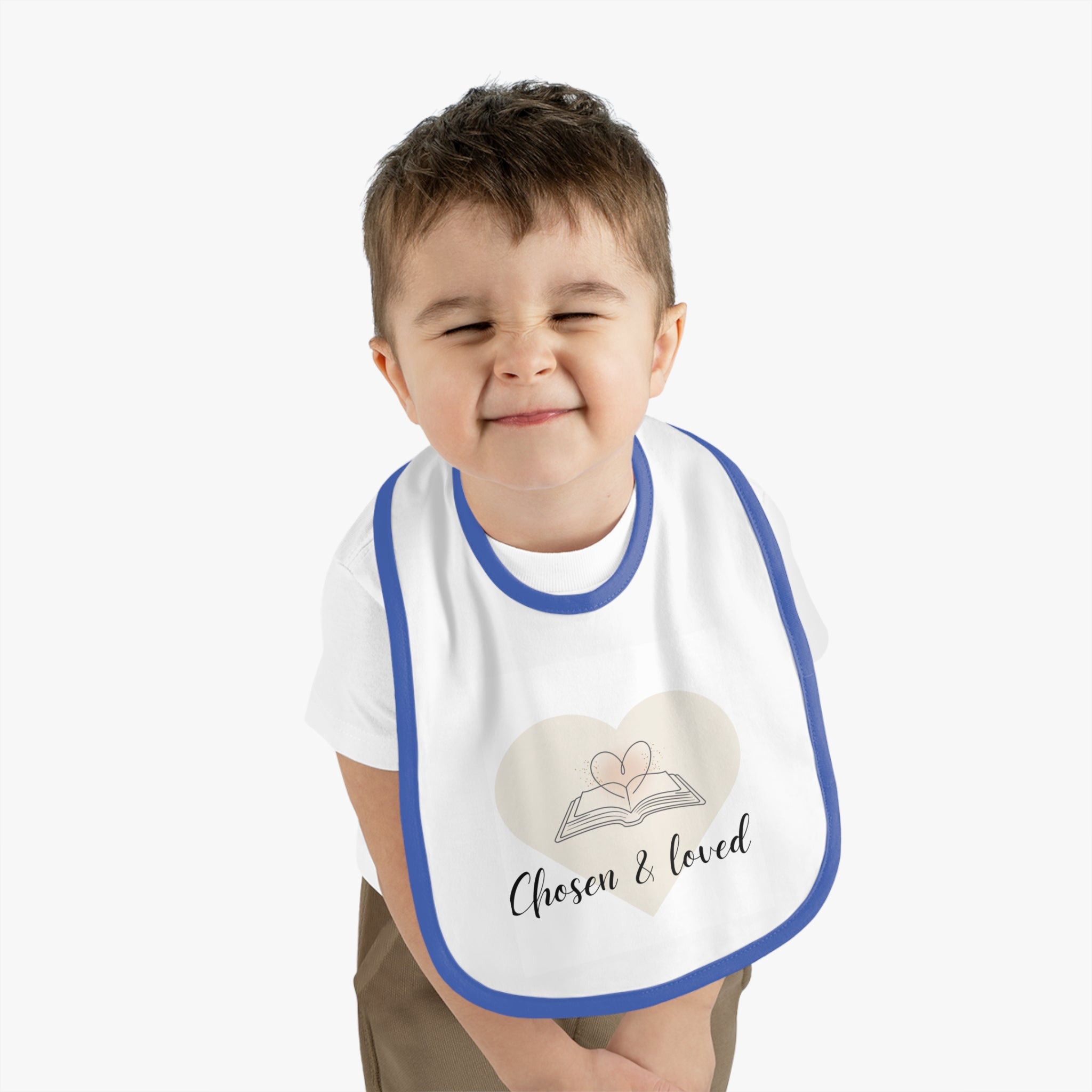 Chosen & Loved | Baby Bib with Heart Design | Baby Shower Gift, Newborn Essential, Fun Feeding Accessory, Cute Infant Wear