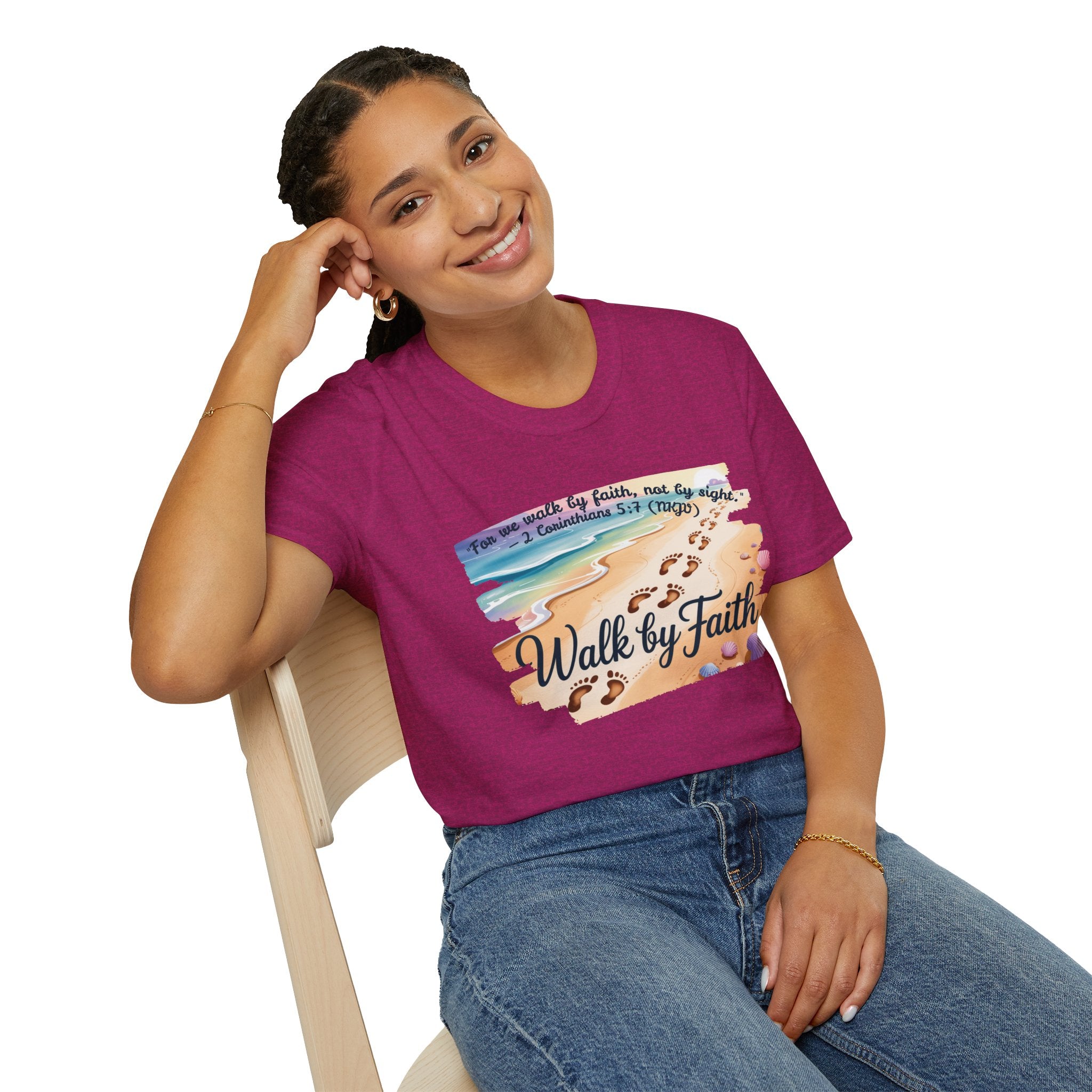 Walk by Faith Inspirational T-Shirt, Christian Apparel, Beach Vibe Tee, Casual Summer Wear, Gift for Believers