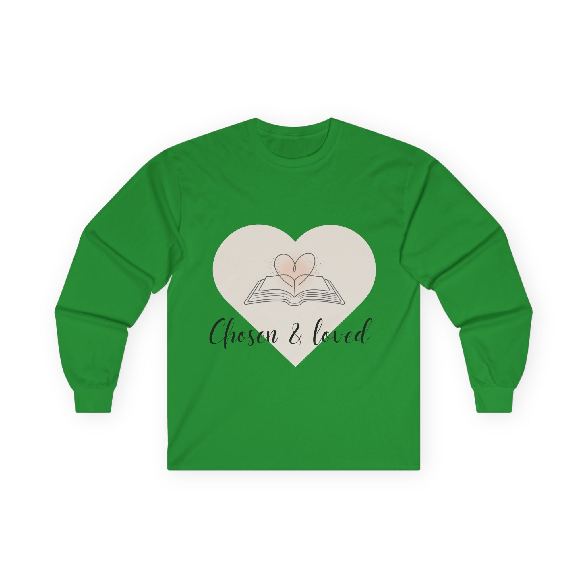 Chosen & Loved Long Sleeve Tee, Inspirational Shirt, Faith-Based Apparel, Mother's Day Gift, Heartwarming Gift, Everyday Wear - Light Colors