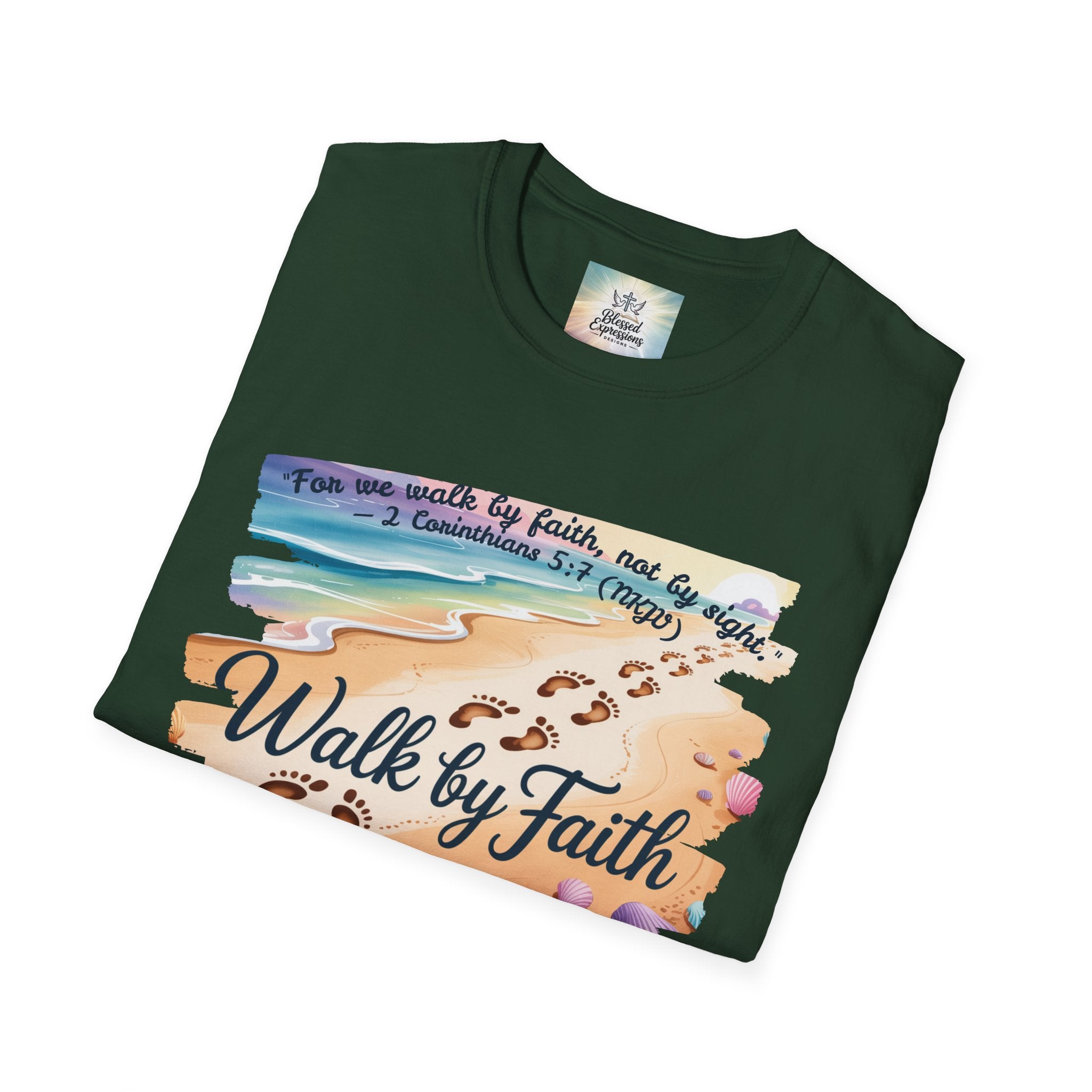 Walk by Faith Inspirational T-Shirt, Christian Apparel, Beach Vibe Tee, Casual Summer Wear, Gift for Believers