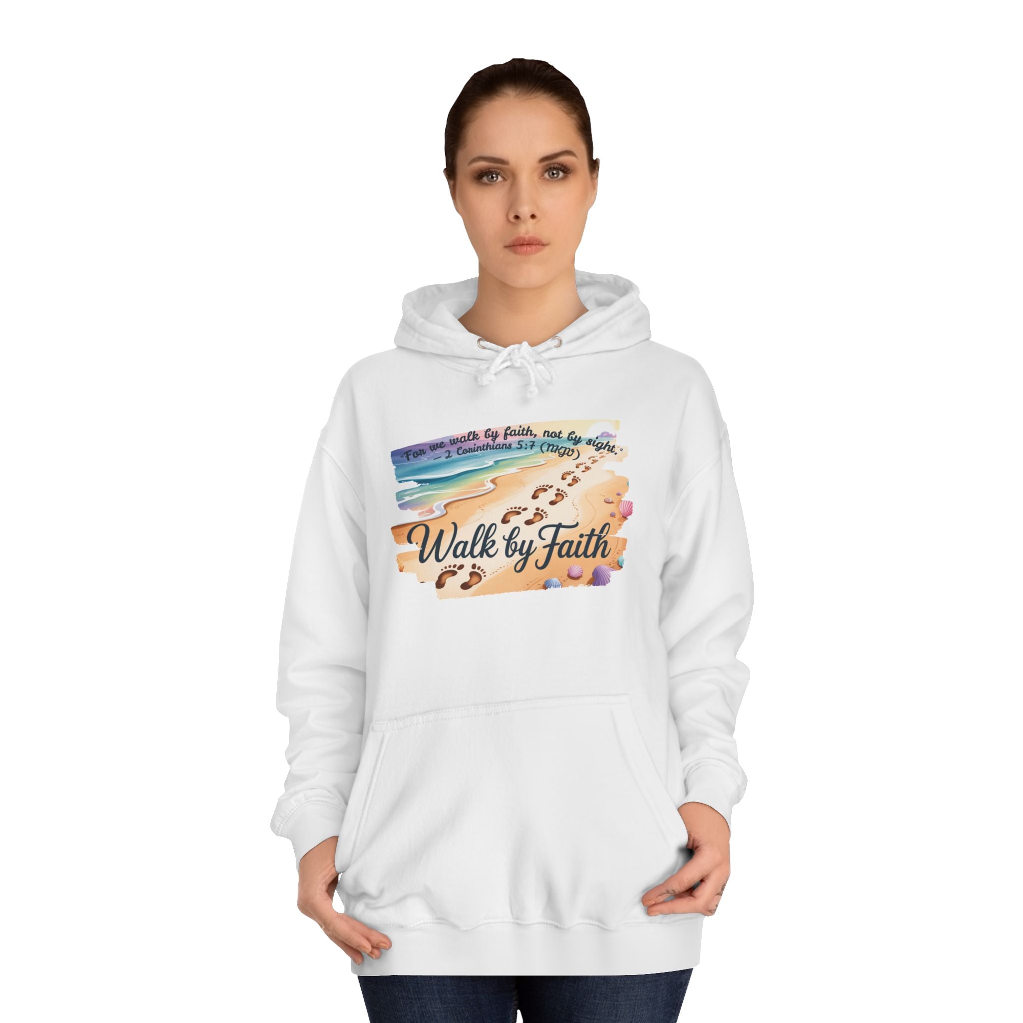 Walk by Faith-Inspirational Hoodie, Cozy College Wear, Inspirational Gift, Relaxed Everyday Style, Perfect for Faith-Based Events