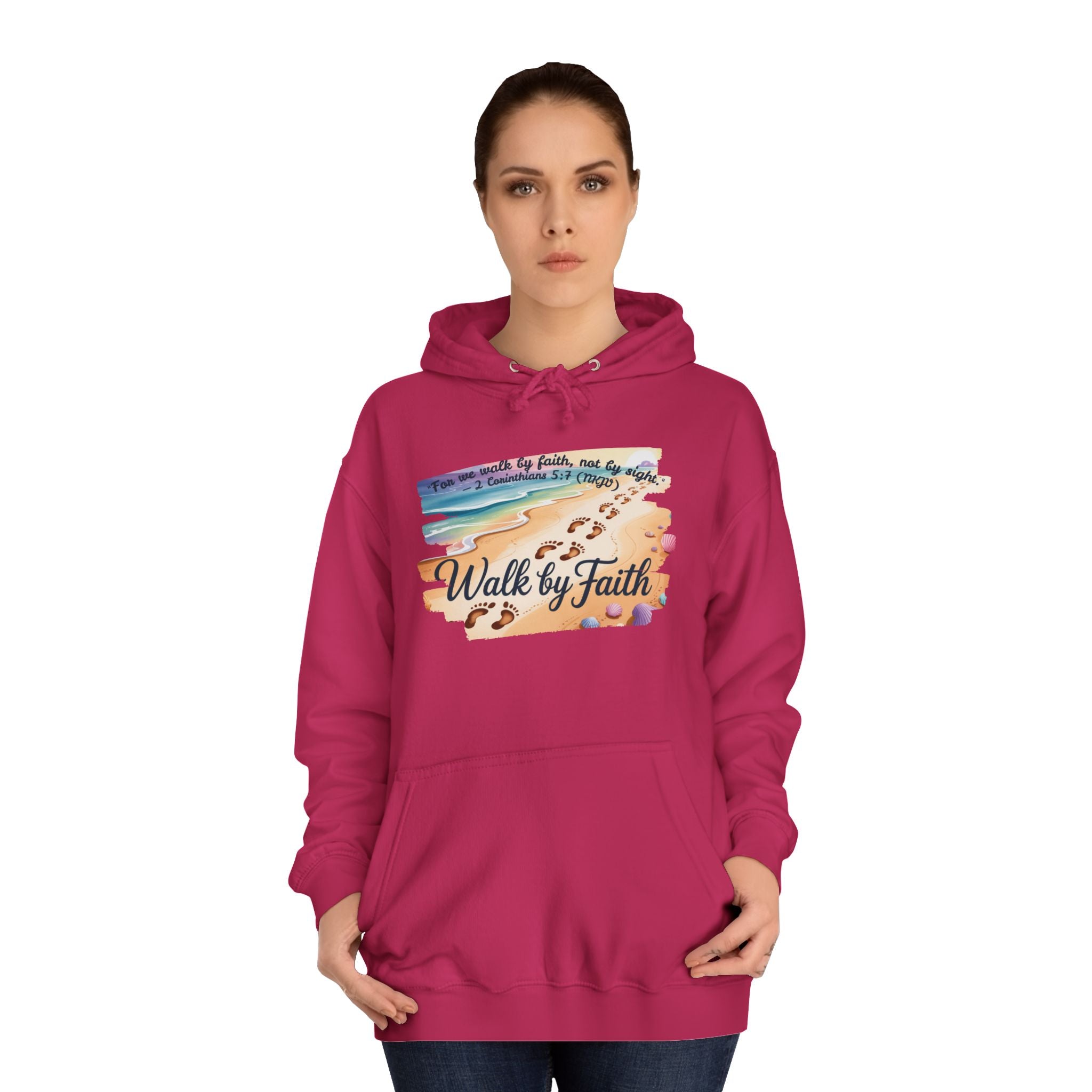 Walk by Faith-Inspirational Hoodie, Cozy College Wear, Inspirational Gift, Relaxed Everyday Style, Perfect for Faith-Based Events