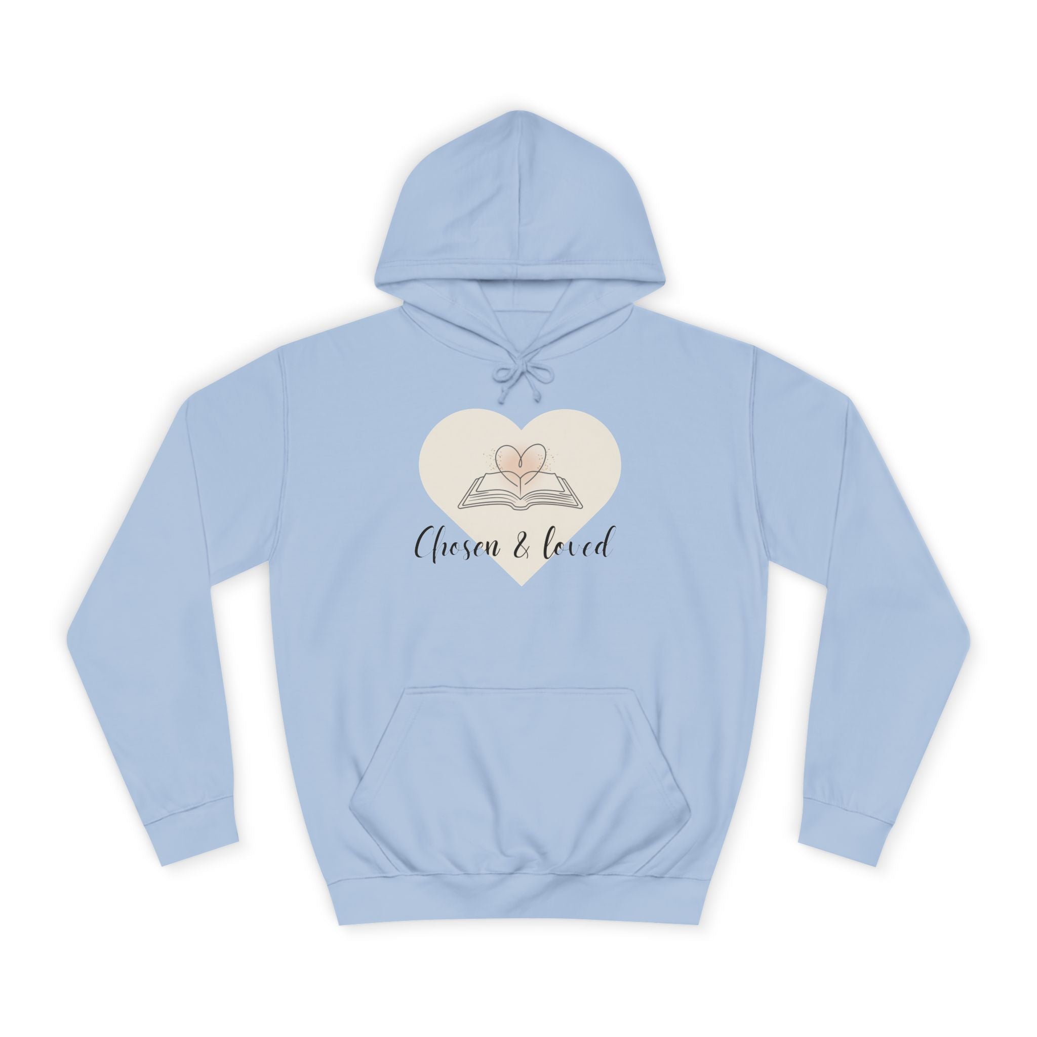 Chosen & Loved Cozy Reading Hoodie, Unisex College Apparel, Relaxed Style Sweatshirt - Light Colors