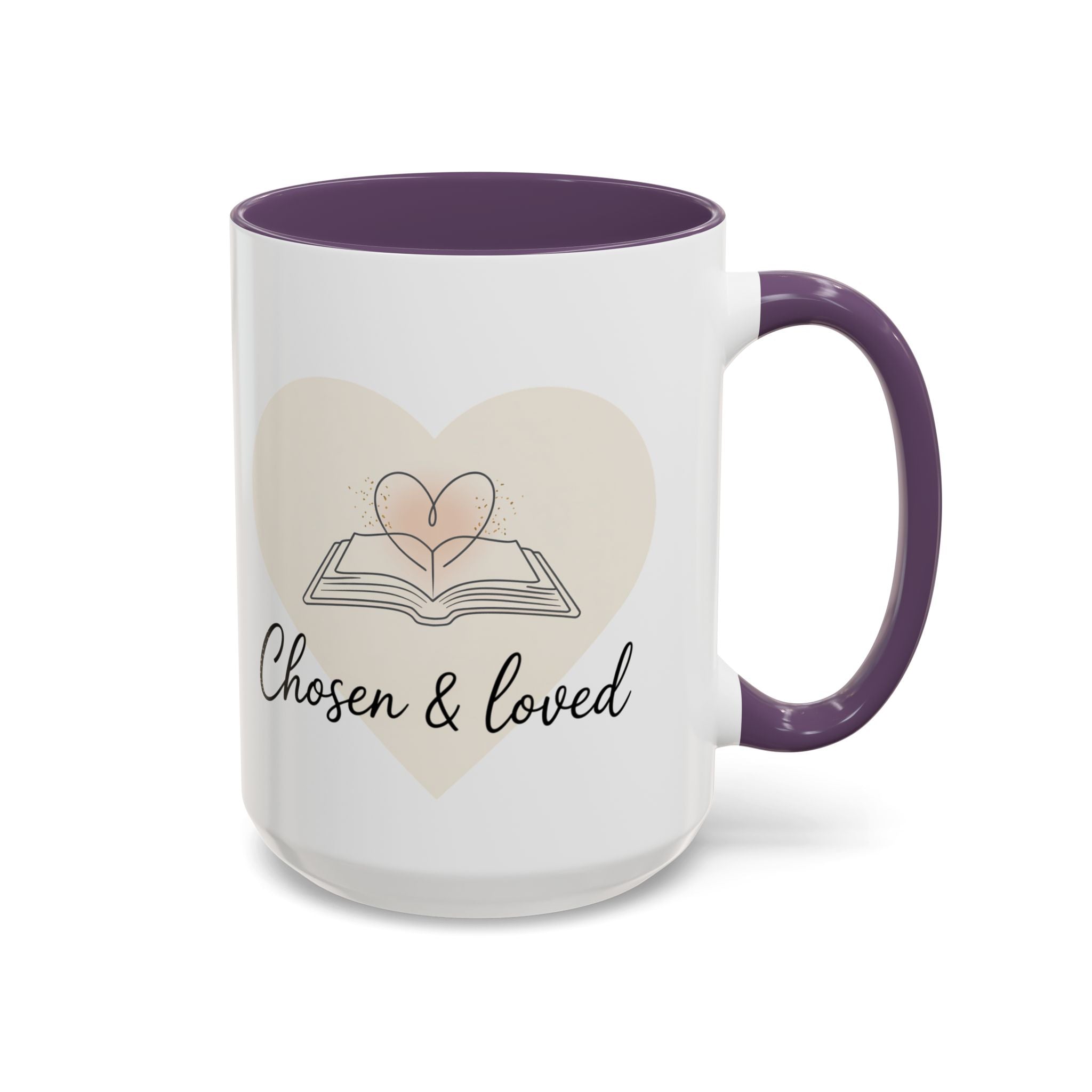 Chosen & Loved Accent Coffee Mug - Inspirational Gift, Heartwarming Mug, Cozy Beverage Cup, Perfect for Readers, Warm Reminder
