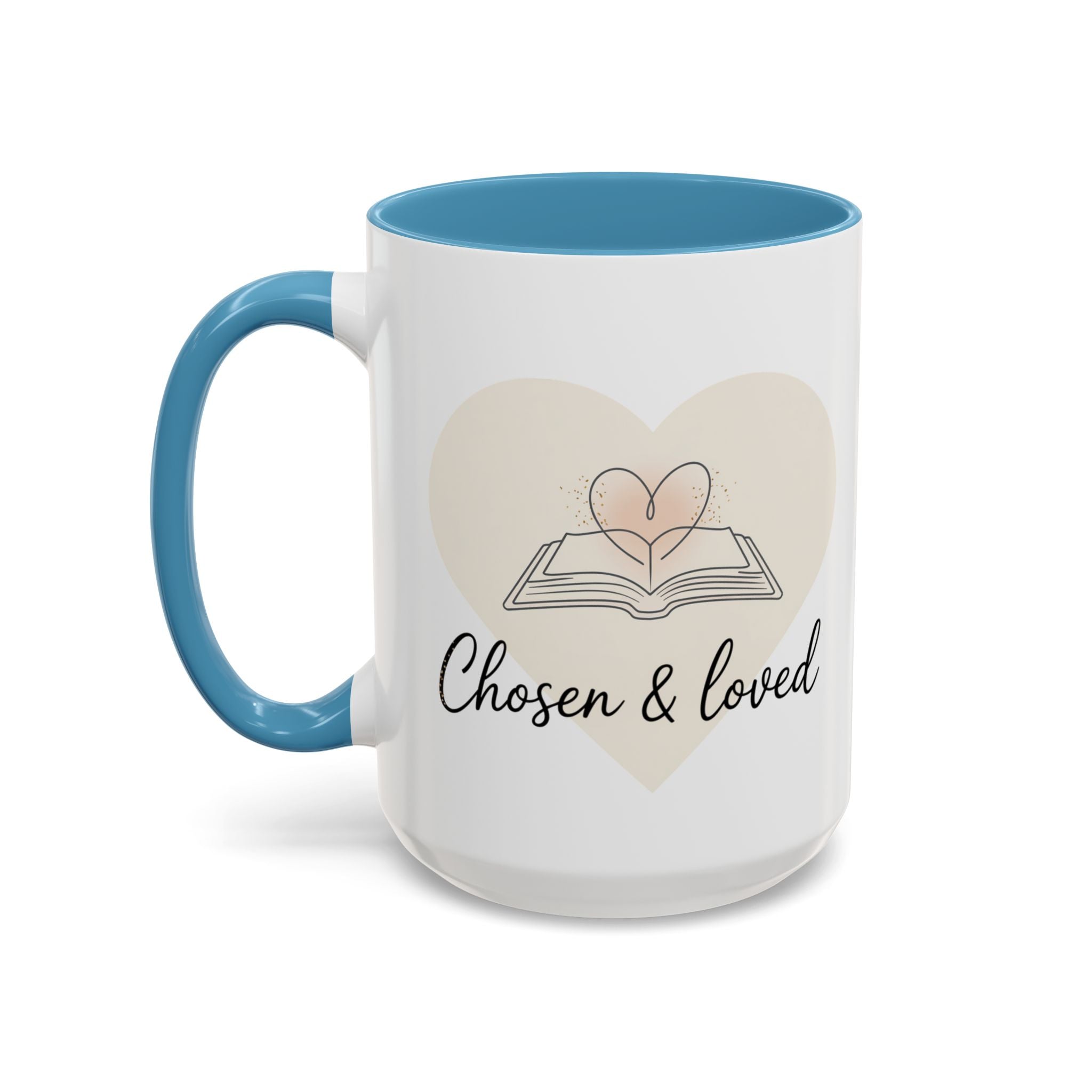 Chosen & Loved Accent Coffee Mug - Inspirational Gift, Heartwarming Mug, Cozy Beverage Cup, Perfect for Readers, Warm Reminder