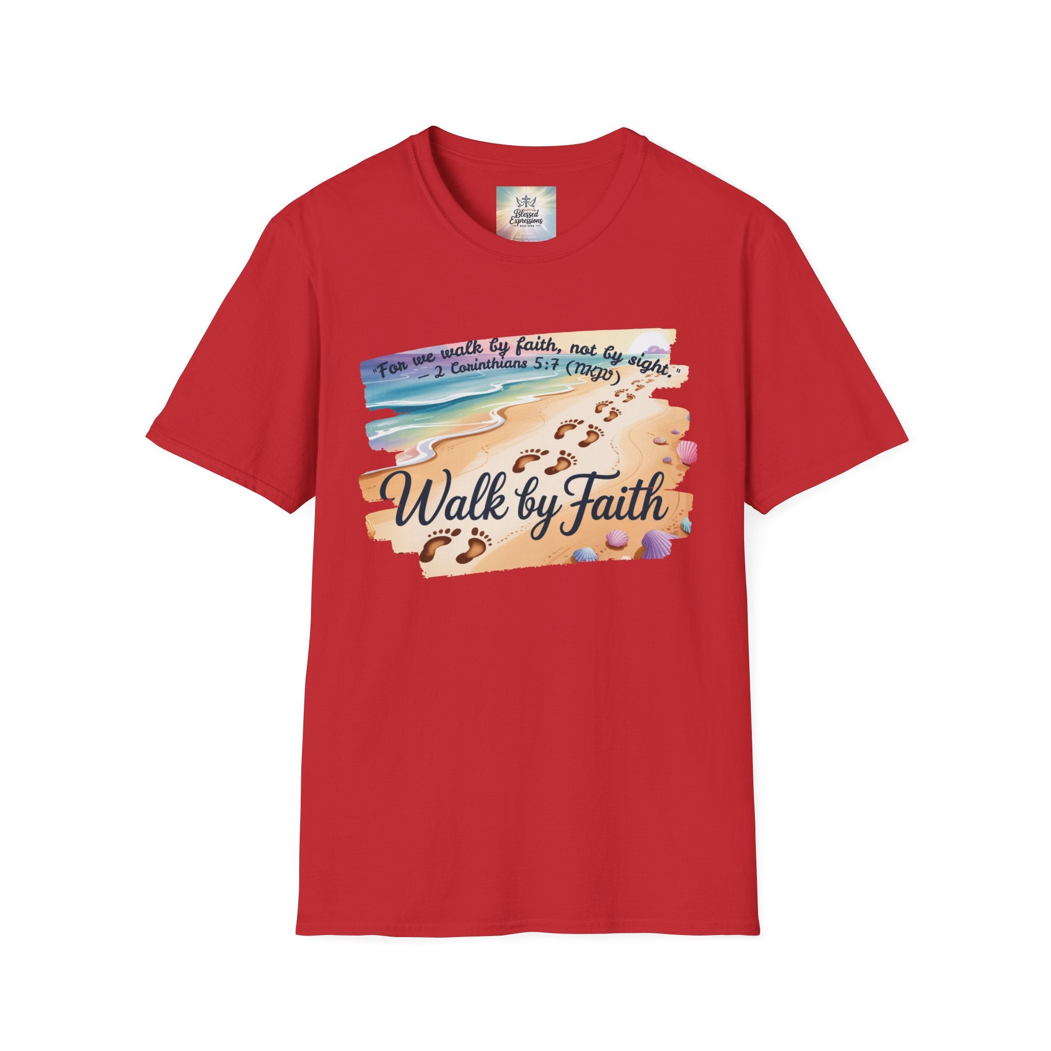 Walk by Faith Inspirational T-Shirt, Christian Apparel, Beach Vibe Tee, Casual Summer Wear, Gift for Believers
