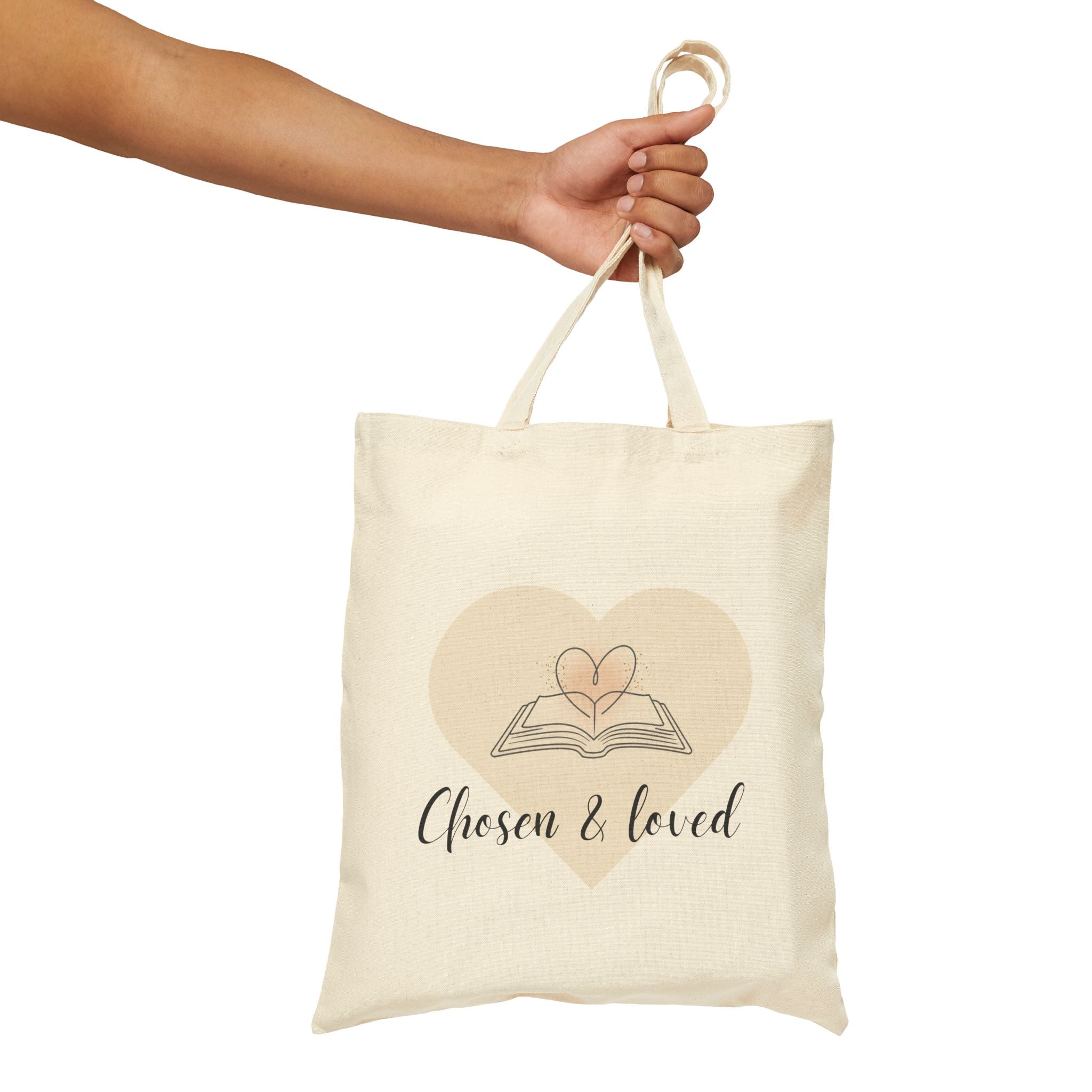 Chosen & Loved Canvas Tote Bag, Inspirational Book Lover Gift, Eco-Friendly Reusable Bag, Cute Beach Tote, Mother's Day Gift