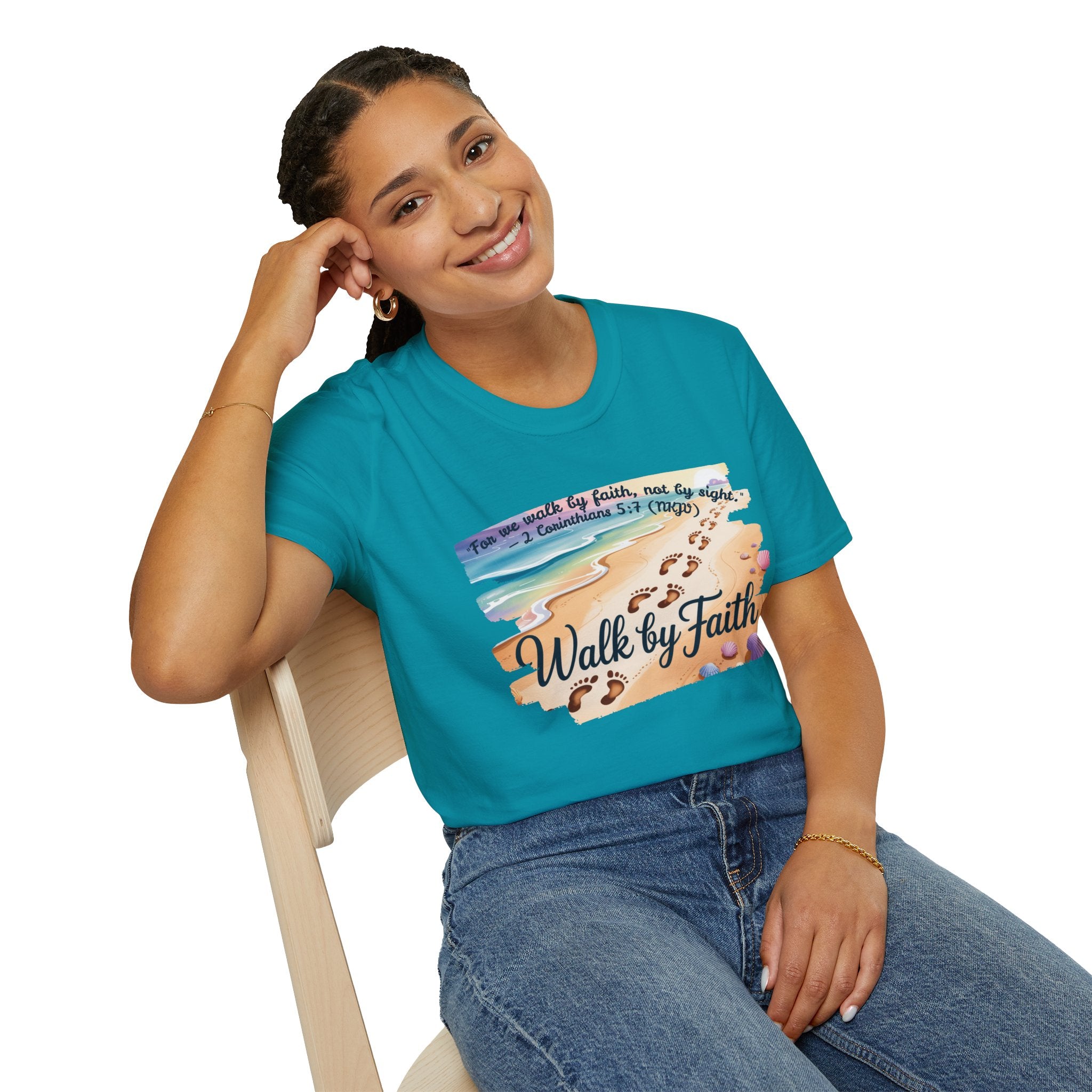 Walk by Faith Inspirational T-Shirt, Christian Apparel, Beach Vibe Tee, Casual Summer Wear, Gift for Believers