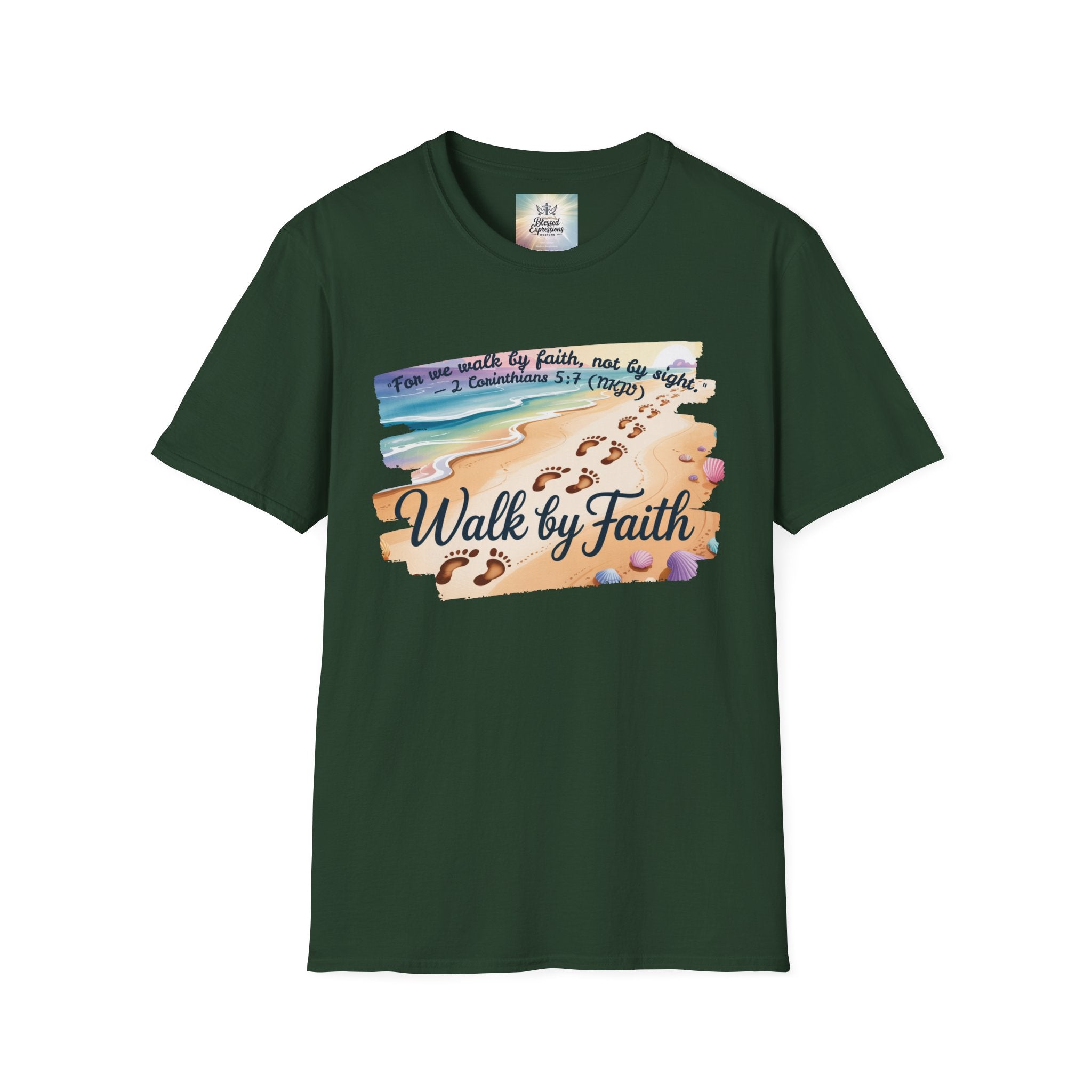 Walk by Faith Inspirational T-Shirt, Christian Apparel, Beach Vibe Tee, Casual Summer Wear, Gift for Believers