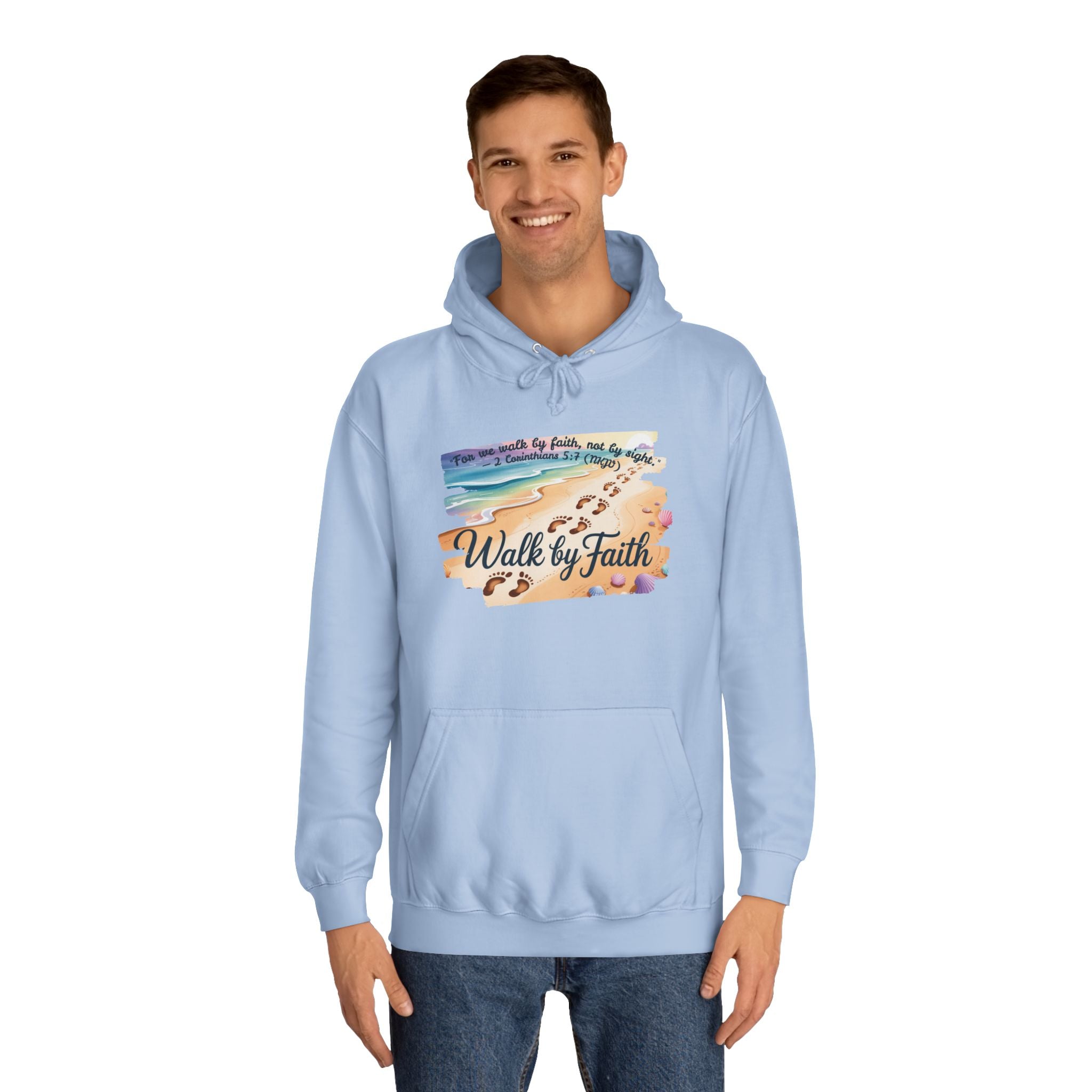 Walk by Faith-Inspirational Hoodie, Cozy College Wear, Inspirational Gift, Relaxed Everyday Style, Perfect for Faith-Based Events