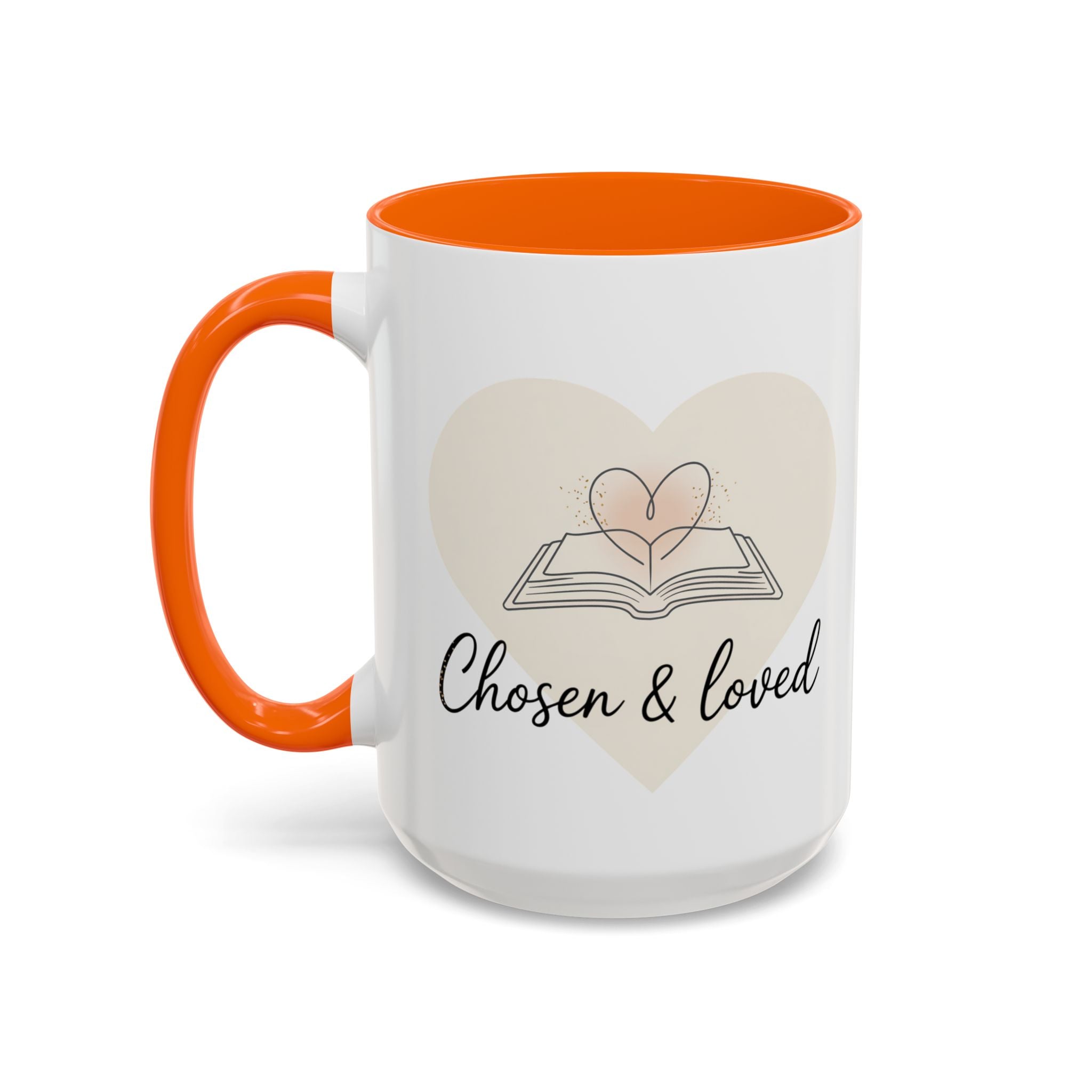 Chosen & Loved Accent Coffee Mug - Inspirational Gift, Heartwarming Mug, Cozy Beverage Cup, Perfect for Readers, Warm Reminder