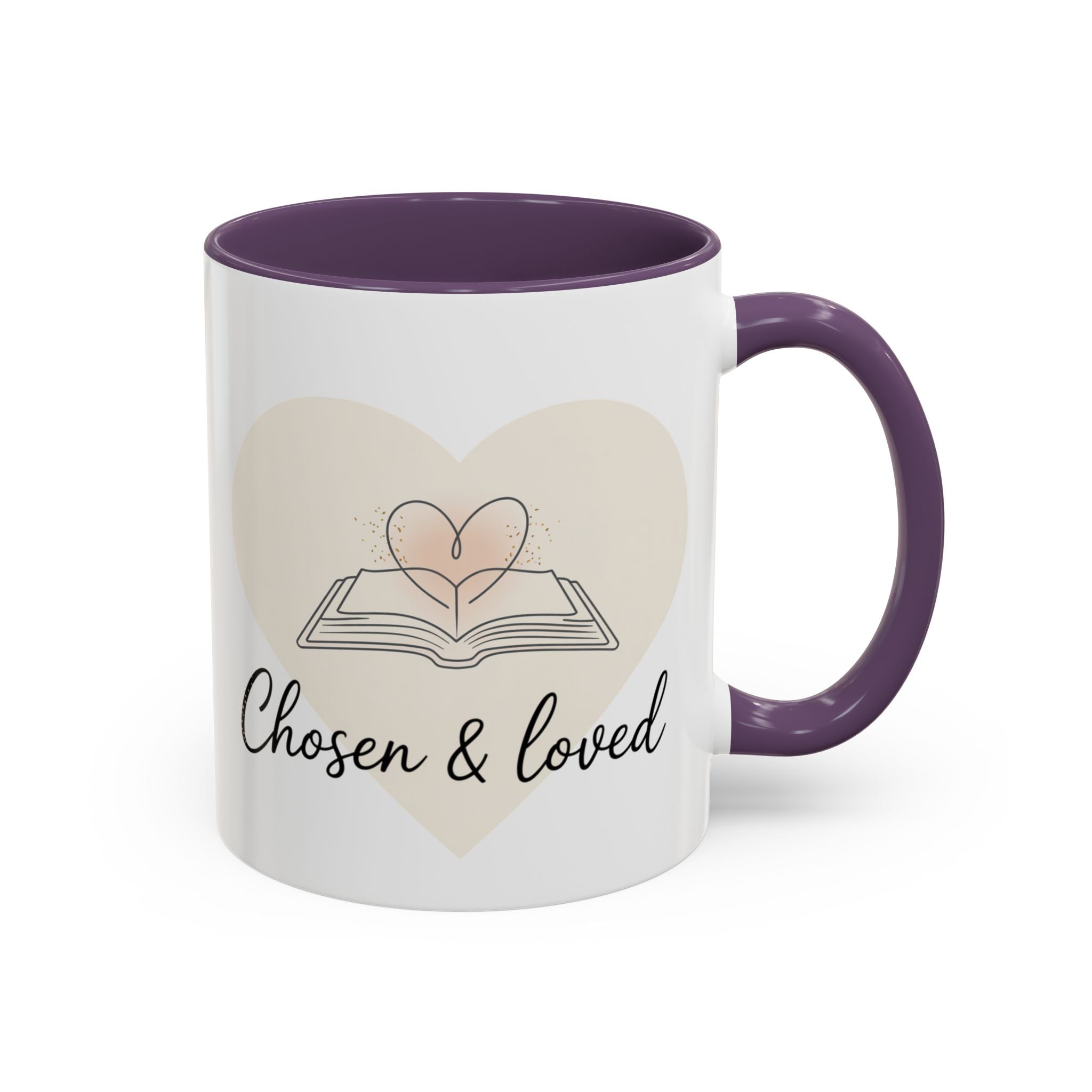 Chosen & Loved Accent Coffee Mug - Inspirational Gift, Heartwarming Mug, Cozy Beverage Cup, Perfect for Readers, Warm Reminder
