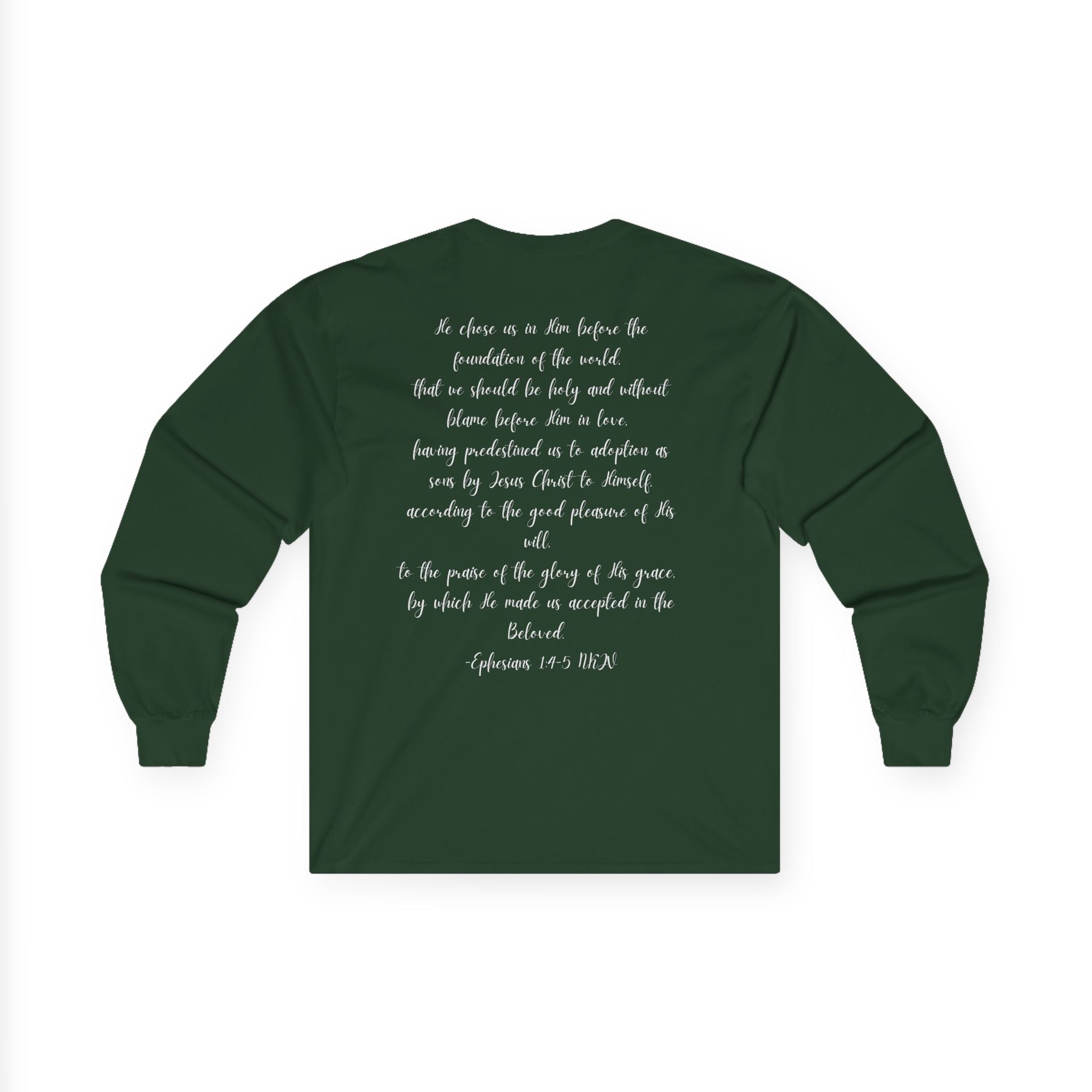 Chosen & Loved Long Sleeve Tee, Inspirational Shirt, Faith-Based Apparel, Mother's Day Gift, Heartwarming Gift, Everyday Wear - Dark Colors