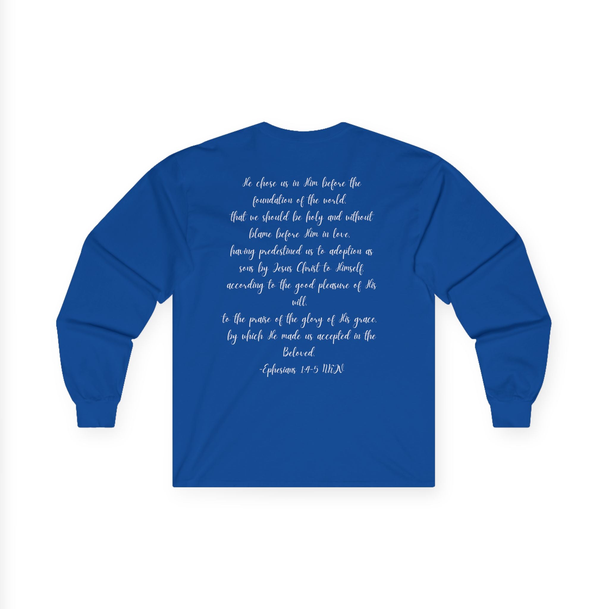 Chosen & Loved Long Sleeve Tee, Inspirational Shirt, Faith-Based Apparel, Mother's Day Gift, Heartwarming Gift, Everyday Wear - Dark Colors