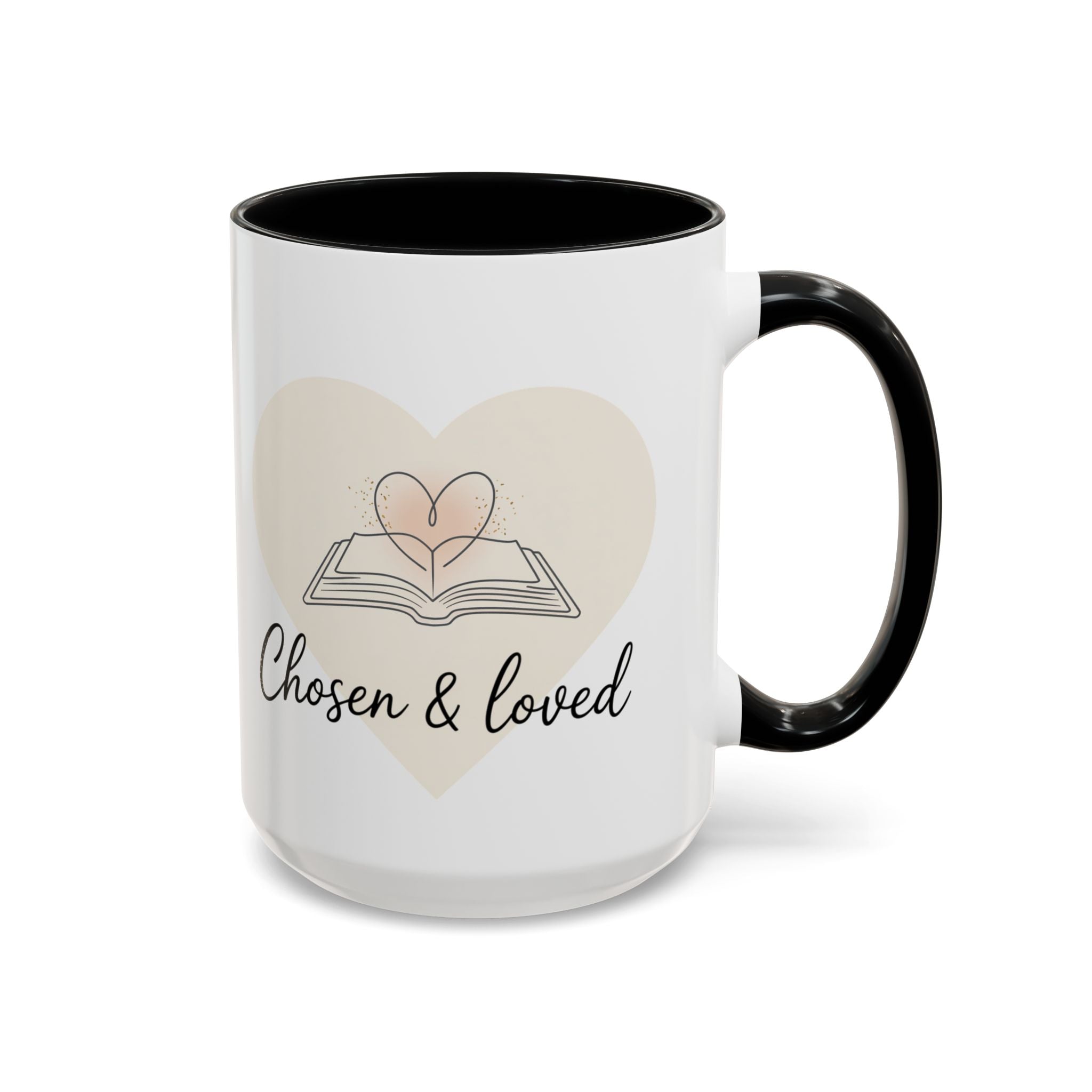 Chosen & Loved Accent Coffee Mug - Inspirational Gift, Heartwarming Mug, Cozy Beverage Cup, Perfect for Readers, Warm Reminder