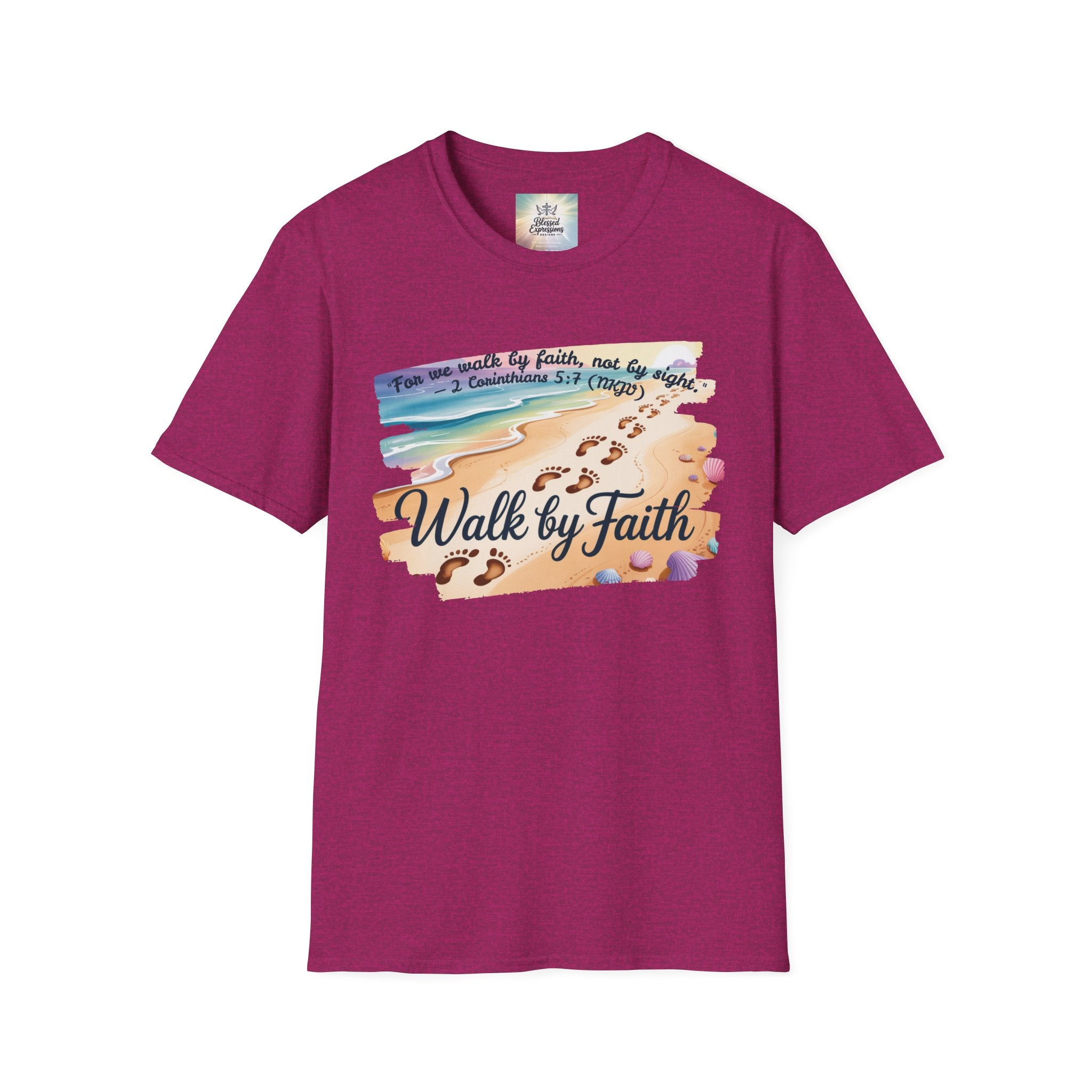 Walk by Faith Inspirational T-Shirt, Christian Apparel, Beach Vibe Tee, Casual Summer Wear, Gift for Believers