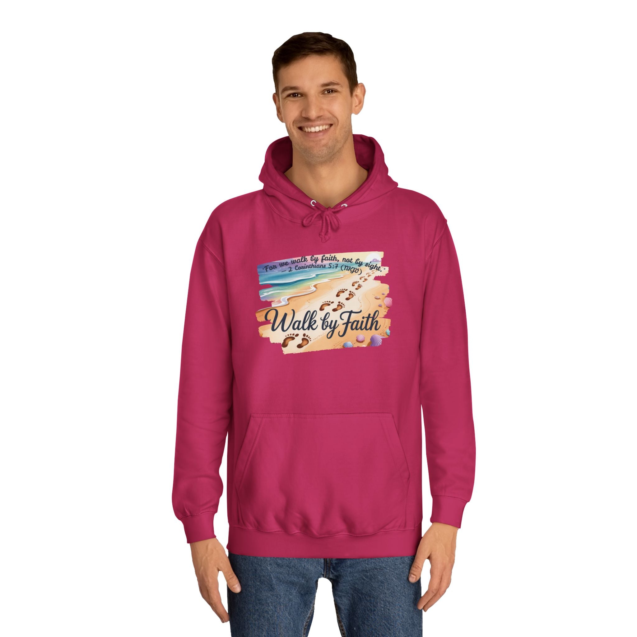 Walk by Faith-Inspirational Hoodie, Cozy College Wear, Inspirational Gift, Relaxed Everyday Style, Perfect for Faith-Based Events