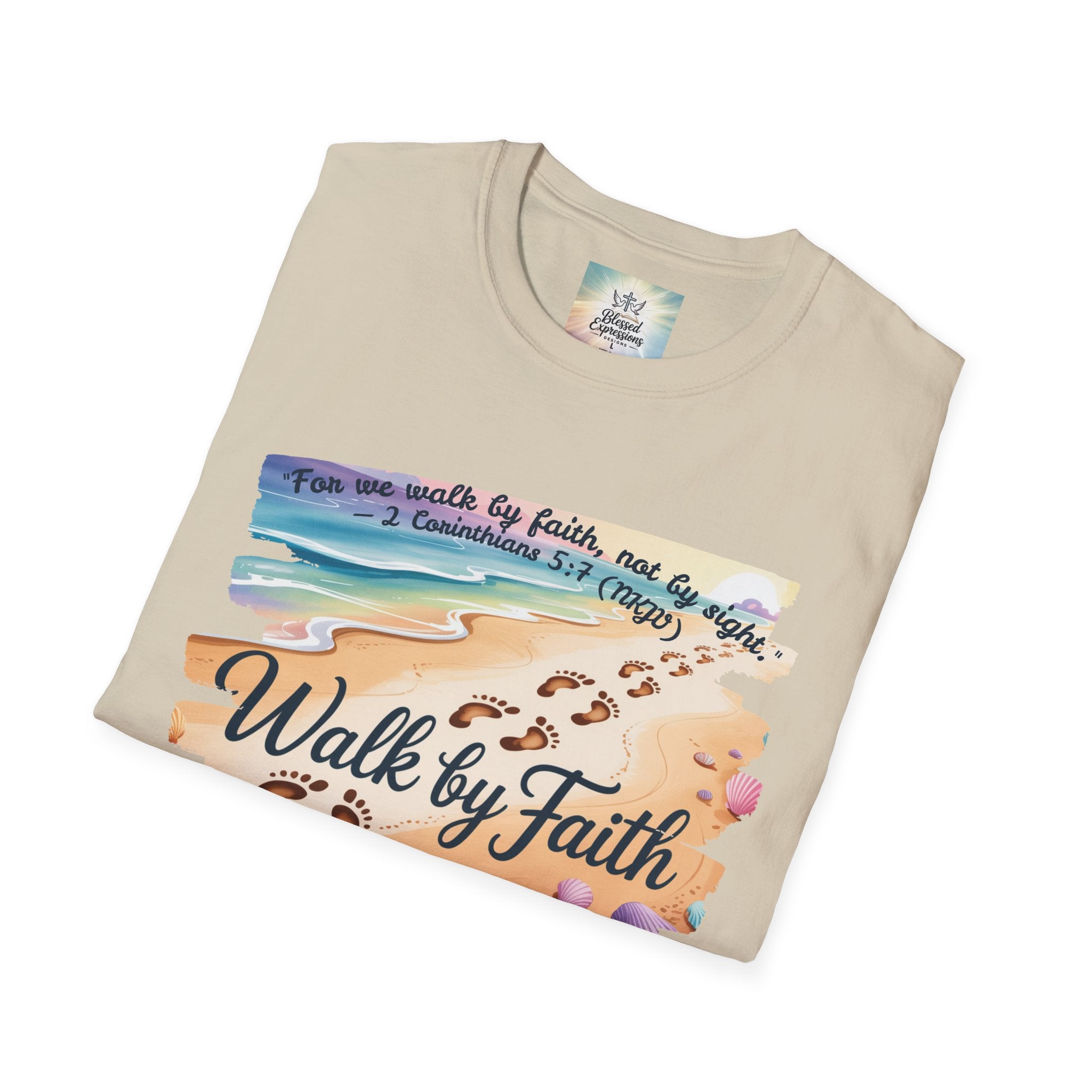 Walk by Faith Inspirational T-Shirt, Christian Apparel, Beach Vibe Tee, Casual Summer Wear, Gift for Believers