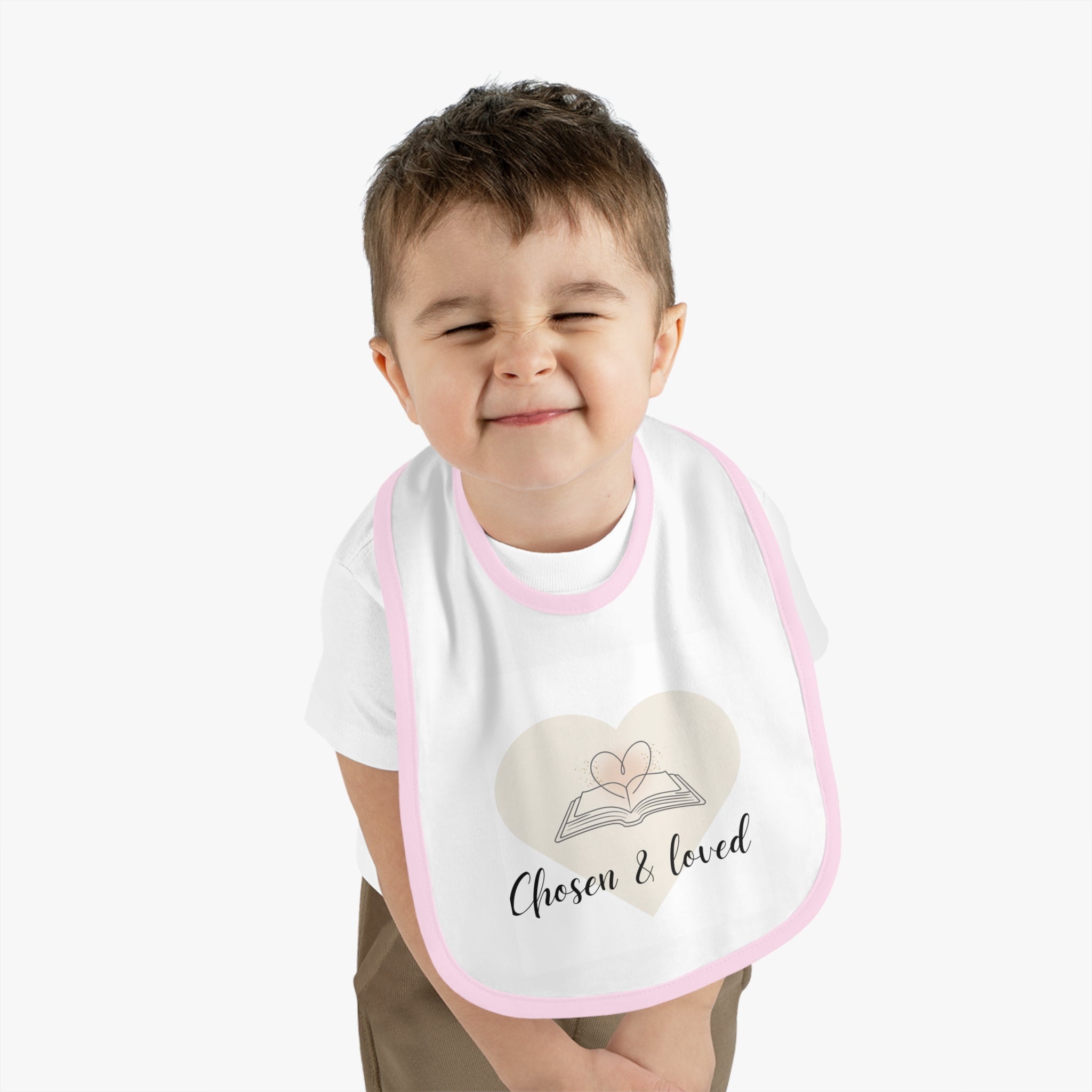 Chosen & Loved | Baby Bib with Heart Design | Baby Shower Gift, Newborn Essential, Fun Feeding Accessory, Cute Infant Wear