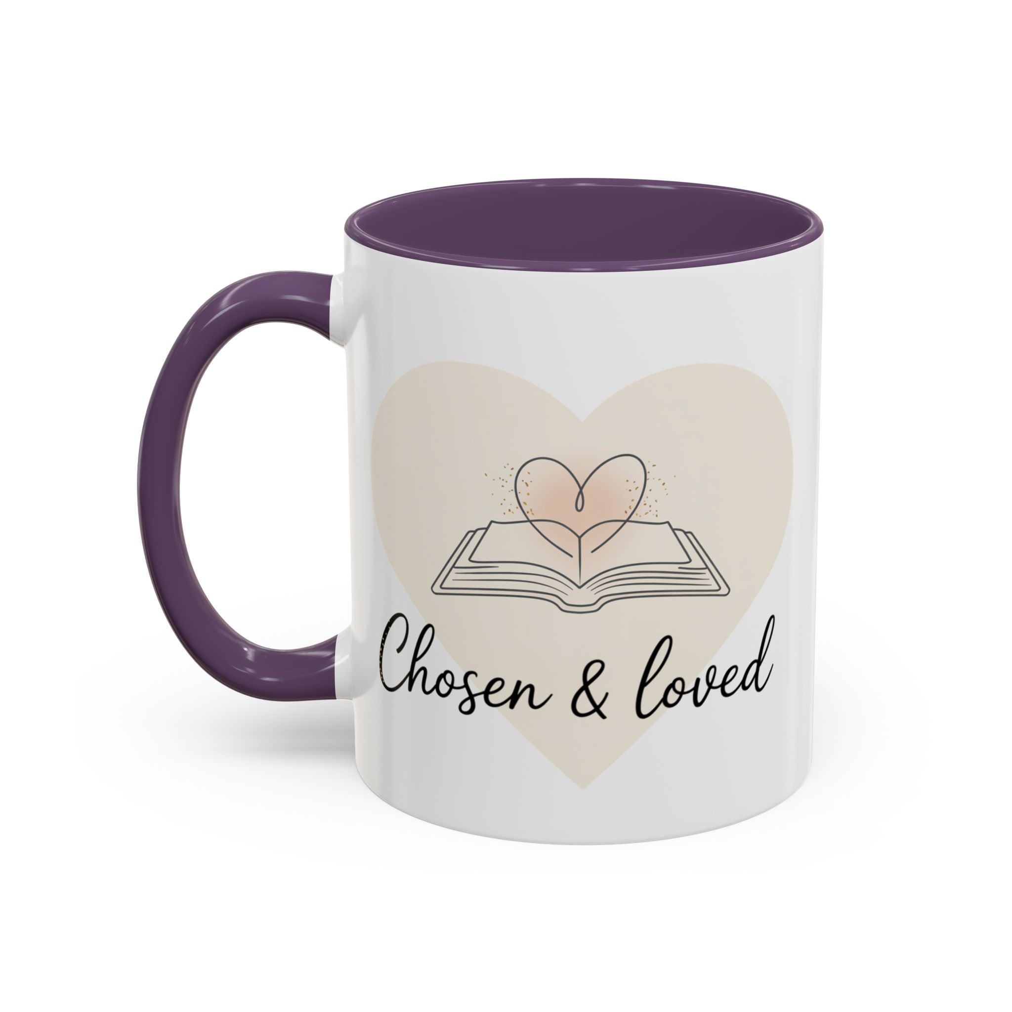 Chosen & Loved Accent Coffee Mug - Inspirational Gift, Heartwarming Mug, Cozy Beverage Cup, Perfect for Readers, Warm Reminder