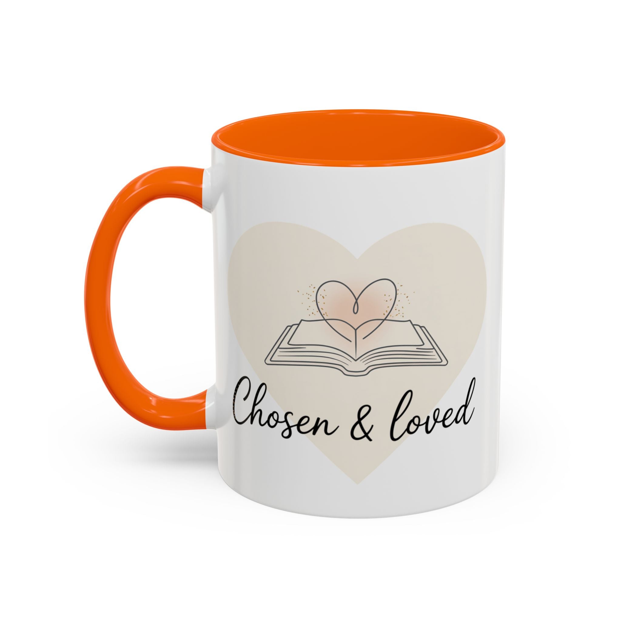 Chosen & Loved Accent Coffee Mug - Inspirational Gift, Heartwarming Mug, Cozy Beverage Cup, Perfect for Readers, Warm Reminder