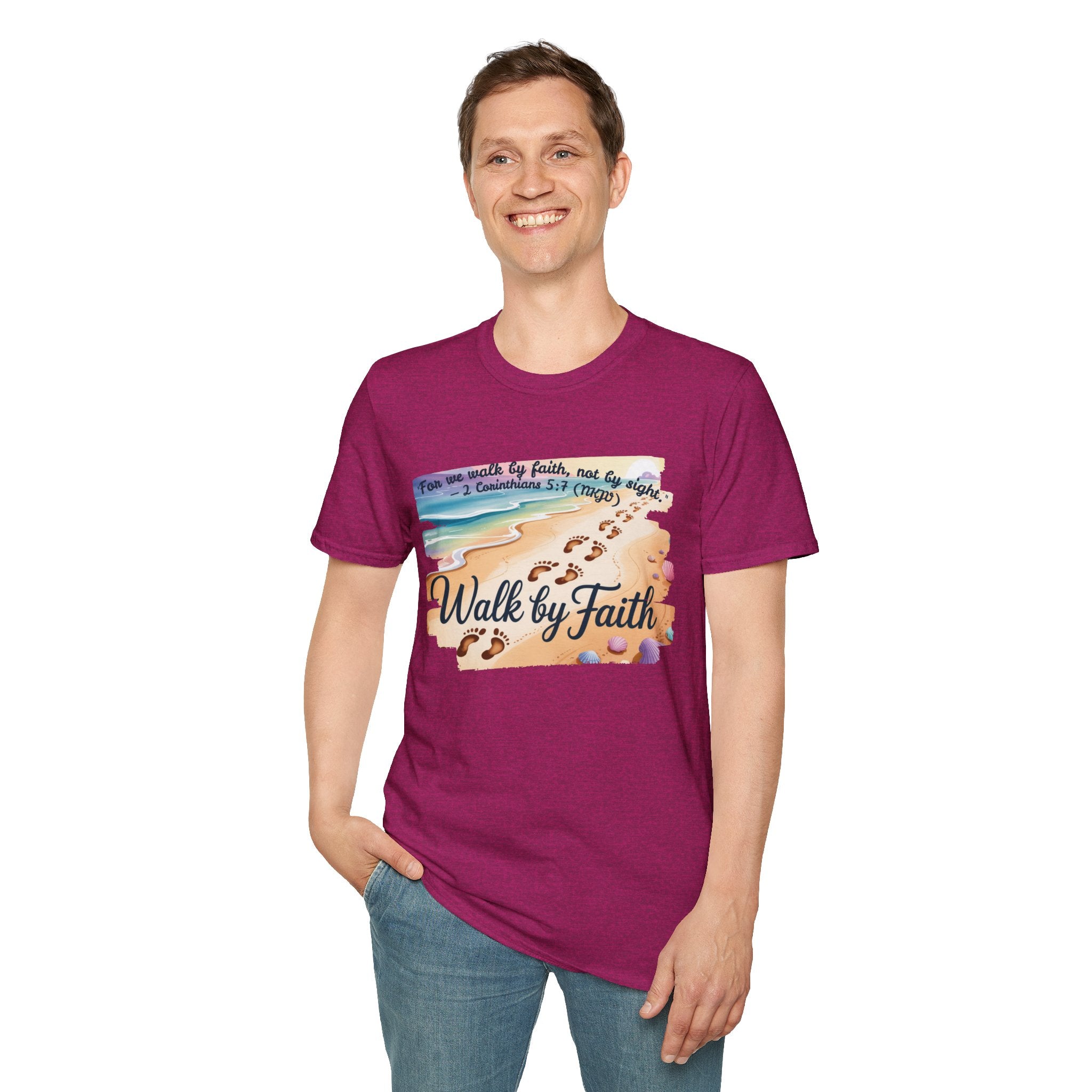 Walk by Faith Inspirational T-Shirt, Christian Apparel, Beach Vibe Tee, Casual Summer Wear, Gift for Believers