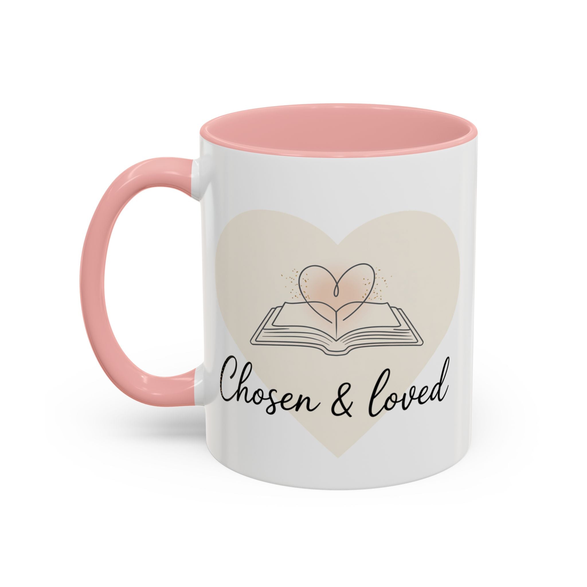 Chosen & Loved Accent Coffee Mug - Inspirational Gift, Heartwarming Mug, Cozy Beverage Cup, Perfect for Readers, Warm Reminder