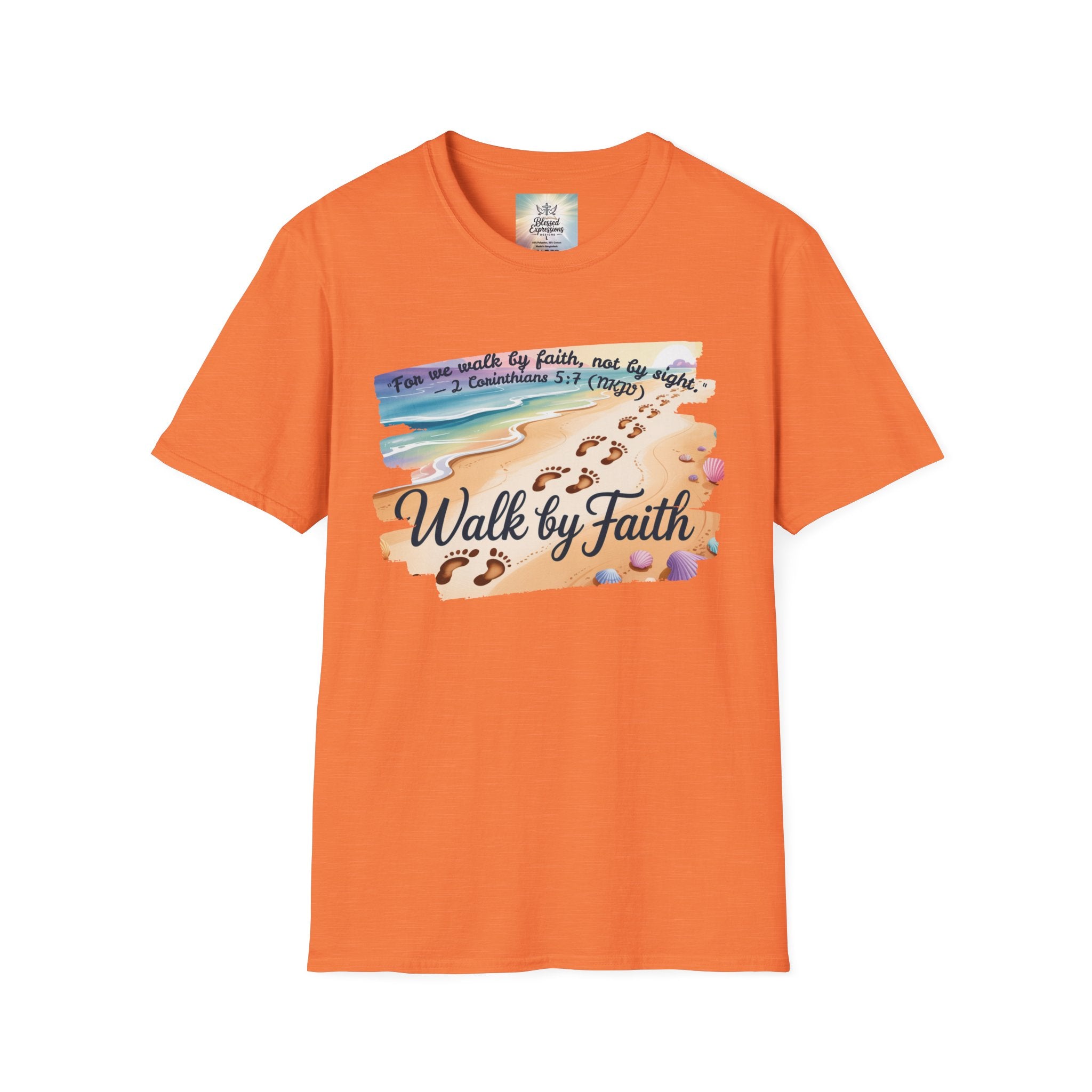 Walk by Faith Inspirational T-Shirt, Christian Apparel, Beach Vibe Tee, Casual Summer Wear, Gift for Believers