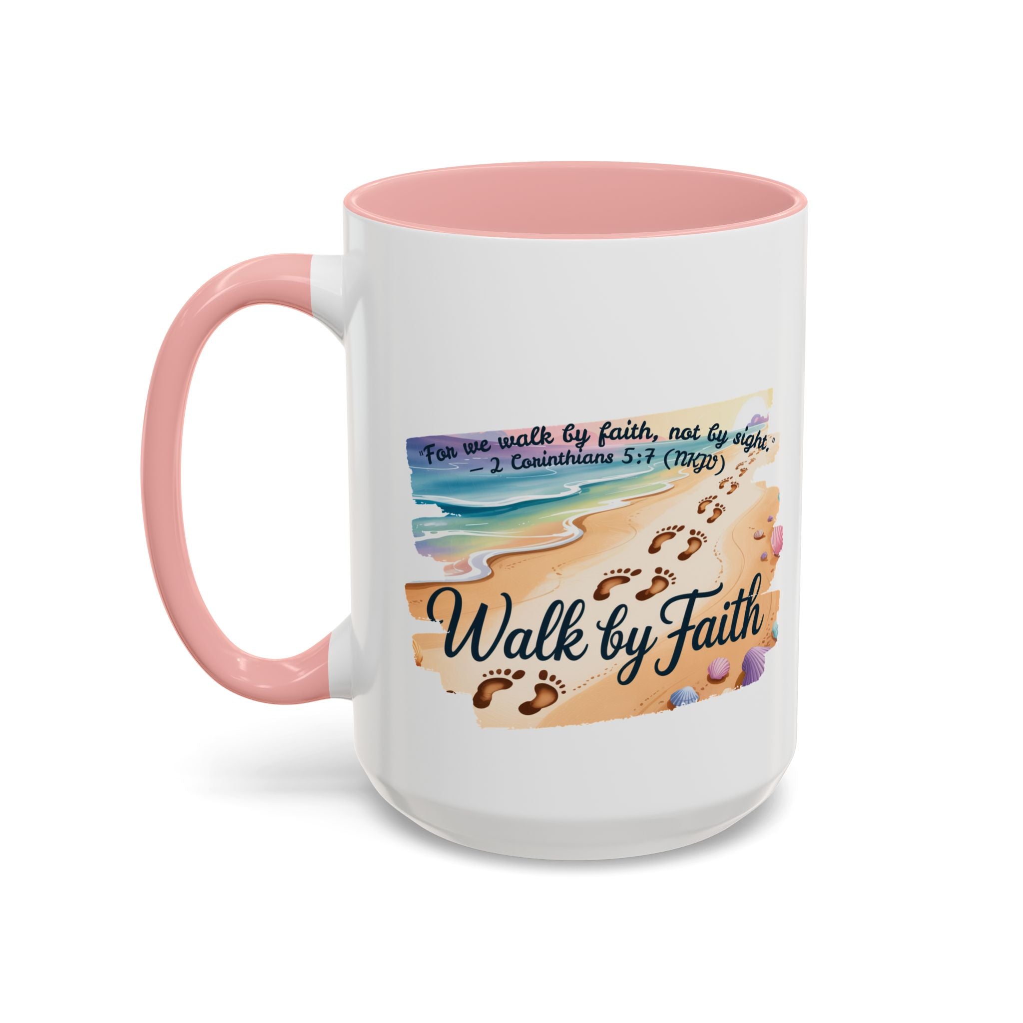 Walk by Faith Inspirational Coffee Mug, Motivational Drinkware, Faith Mug, Beach-Themed Cup, Perfect Gift for Friends