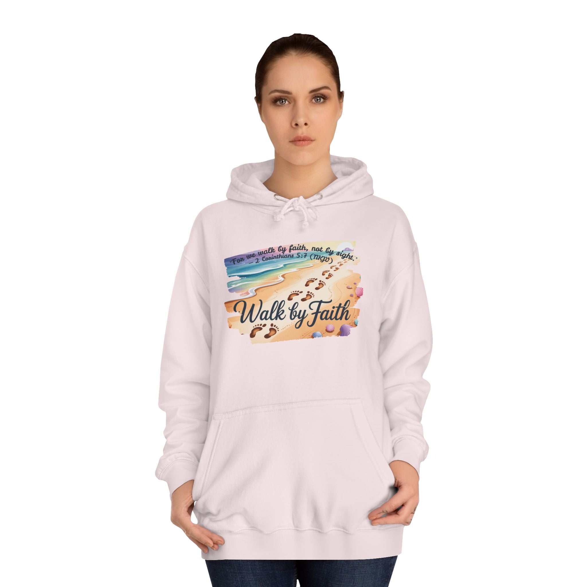 Walk by Faith-Inspirational Hoodie, Cozy College Wear, Inspirational Gift, Relaxed Everyday Style, Perfect for Faith-Based Events