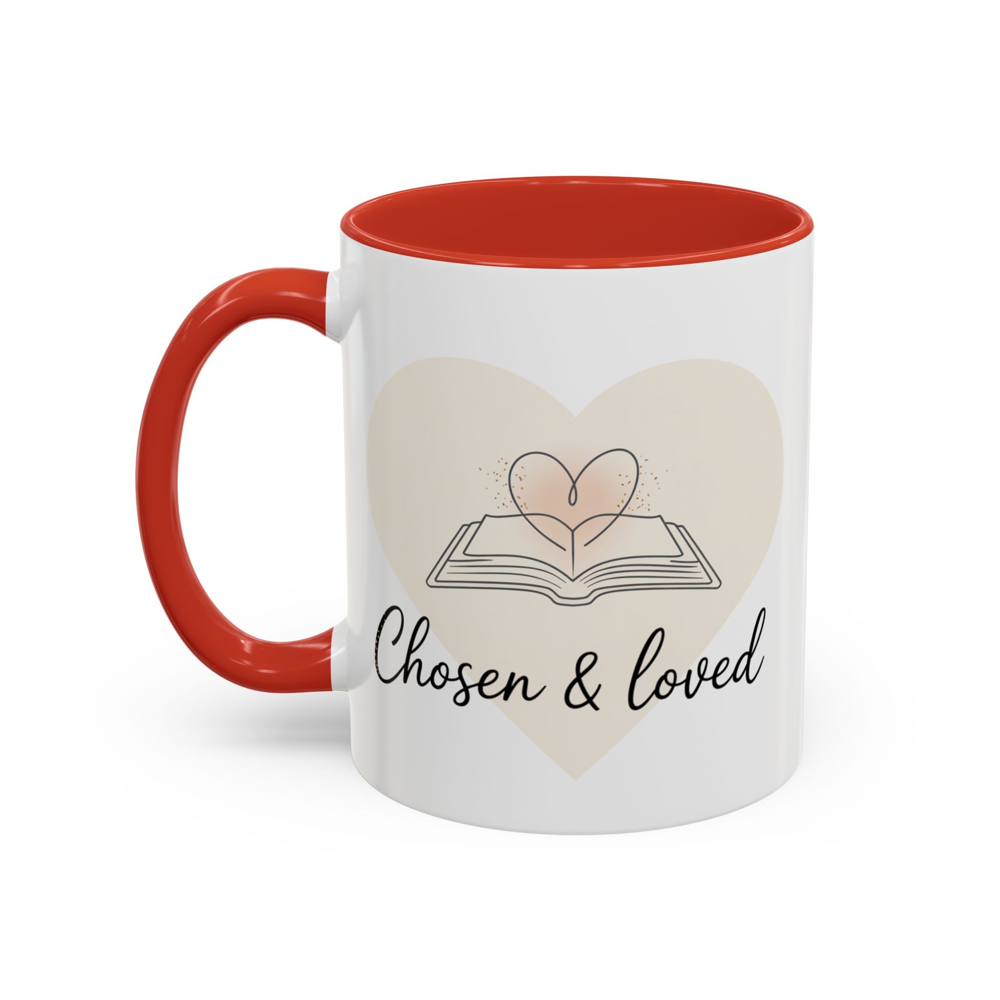 Chosen & Loved Accent Coffee Mug - Inspirational Gift, Heartwarming Mug, Cozy Beverage Cup, Perfect for Readers, Warm Reminder