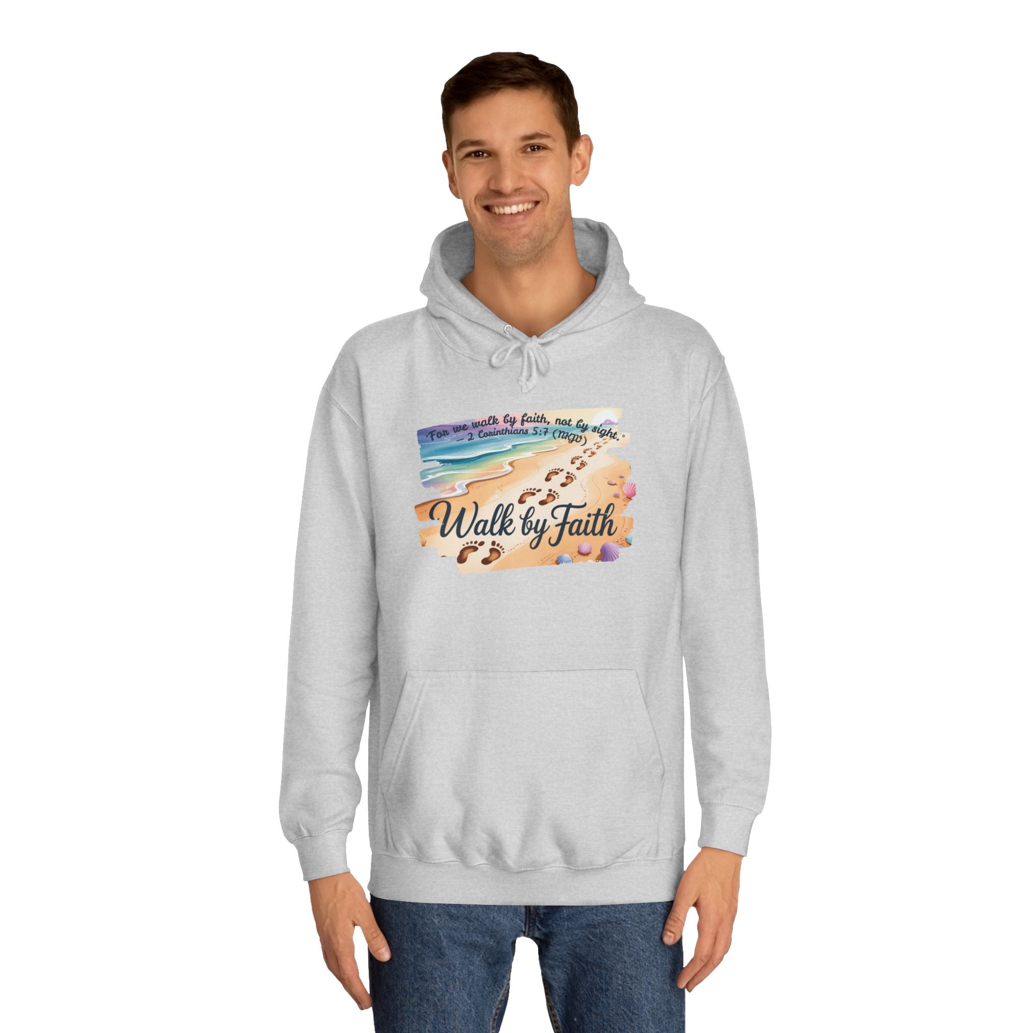 Walk by Faith-Inspirational Hoodie, Cozy College Wear, Inspirational Gift, Relaxed Everyday Style, Perfect for Faith-Based Events