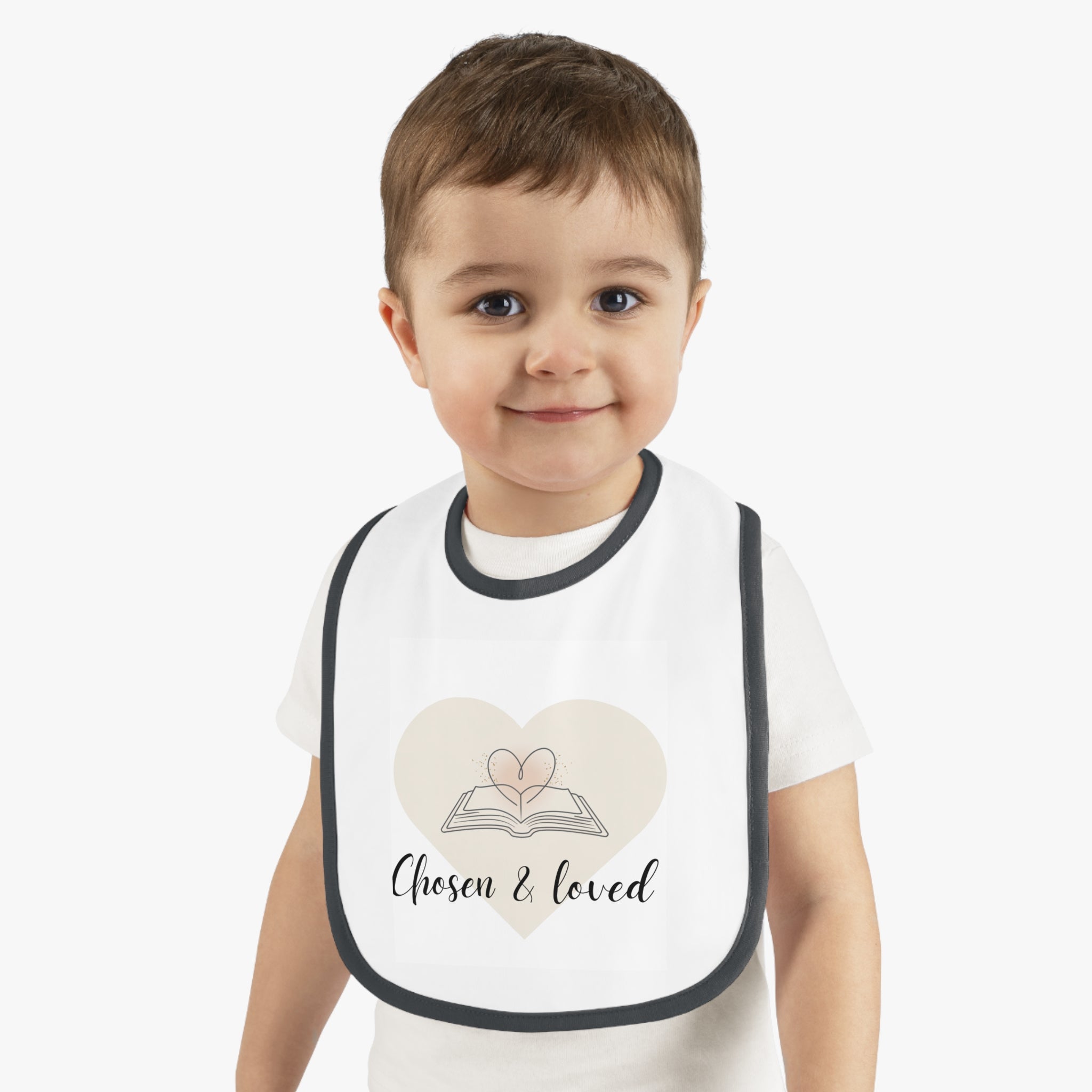 Chosen & Loved | Baby Bib with Heart Design | Baby Shower Gift, Newborn Essential, Fun Feeding Accessory, Cute Infant Wear
