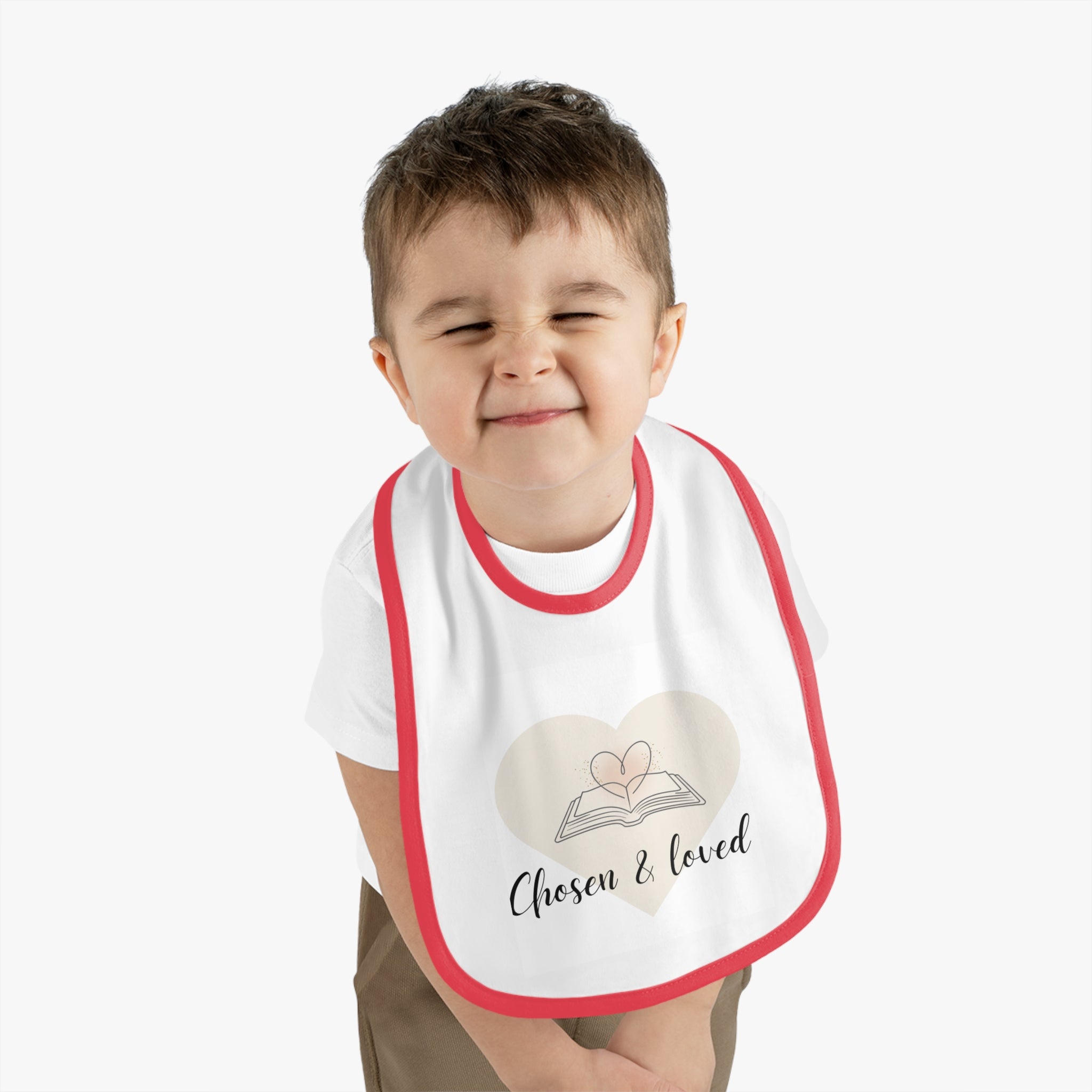 Chosen & Loved | Baby Bib with Heart Design | Baby Shower Gift, Newborn Essential, Fun Feeding Accessory, Cute Infant Wear