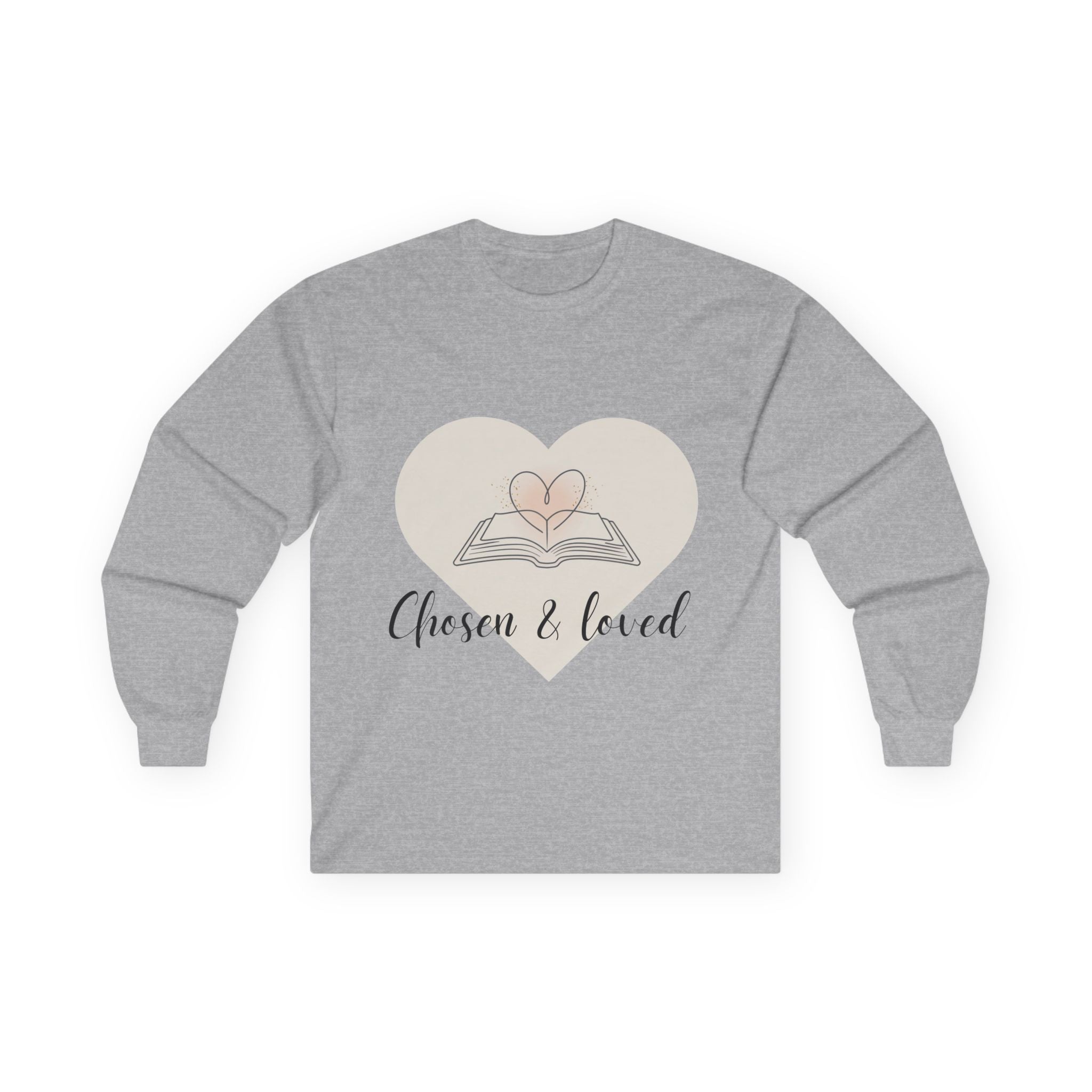 Chosen & Loved Long Sleeve Tee, Inspirational Shirt, Faith-Based Apparel, Mother's Day Gift, Heartwarming Gift, Everyday Wear - Light Colors