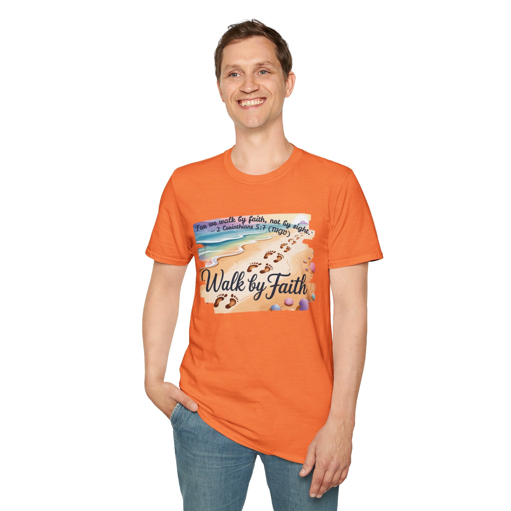 Walk by Faith Inspirational T-Shirt, Christian Apparel, Beach Vibe Tee, Casual Summer Wear, Gift for Believers