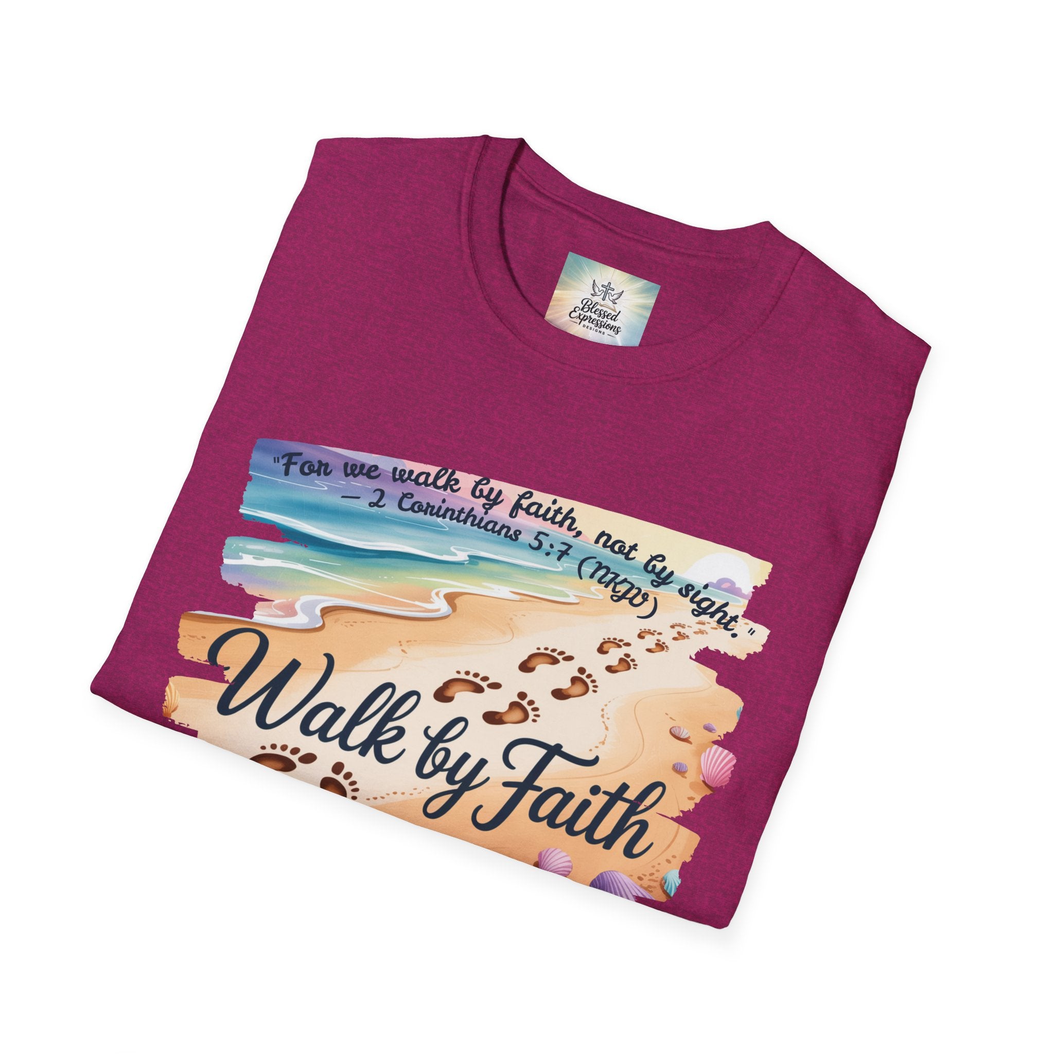 Walk by Faith Inspirational T-Shirt, Christian Apparel, Beach Vibe Tee, Casual Summer Wear, Gift for Believers