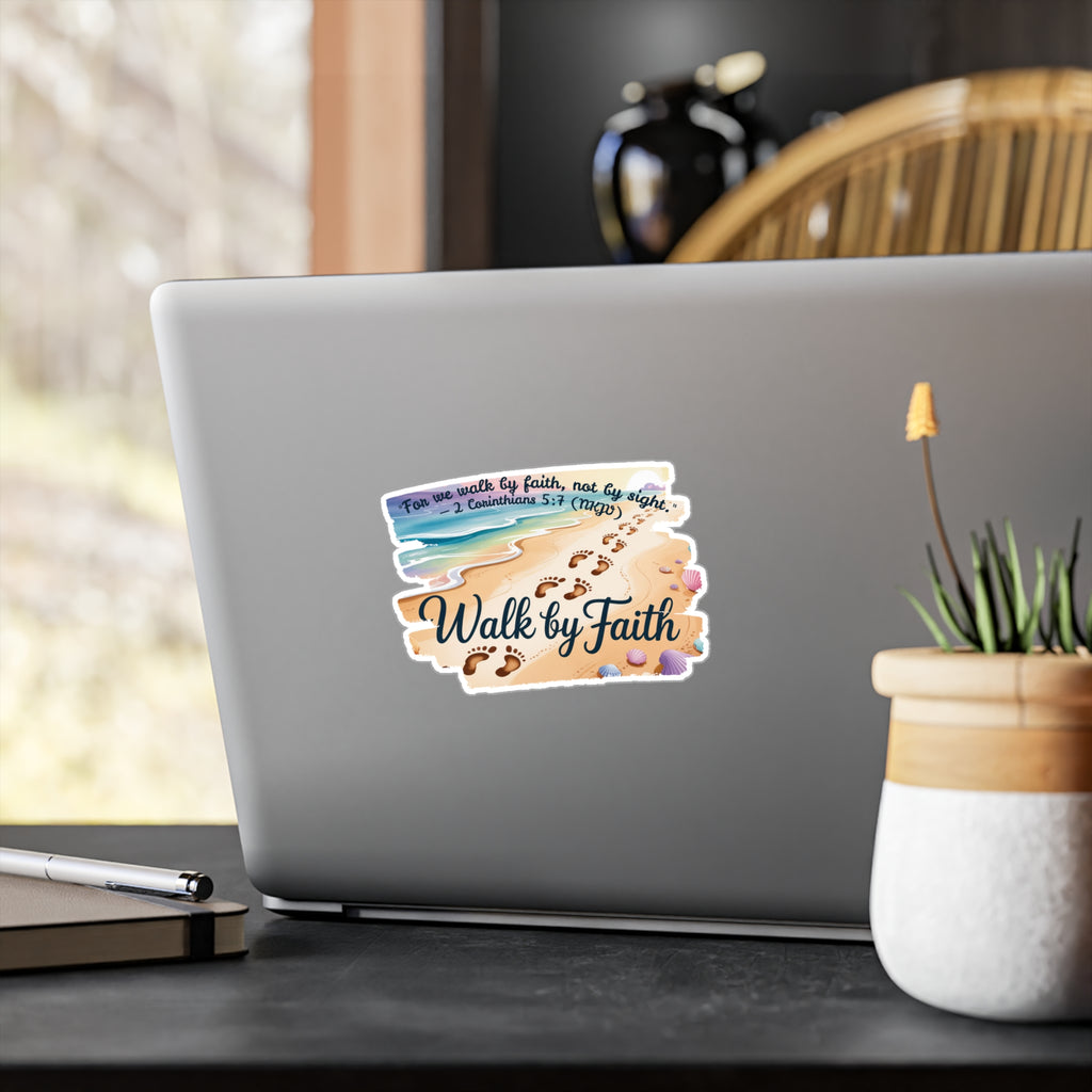 Faith-Inspired Vinyl Decals for Home and Office | Walk by Faith Stickers, Inspirational Decor, Car Window Decals, Gift Idea
