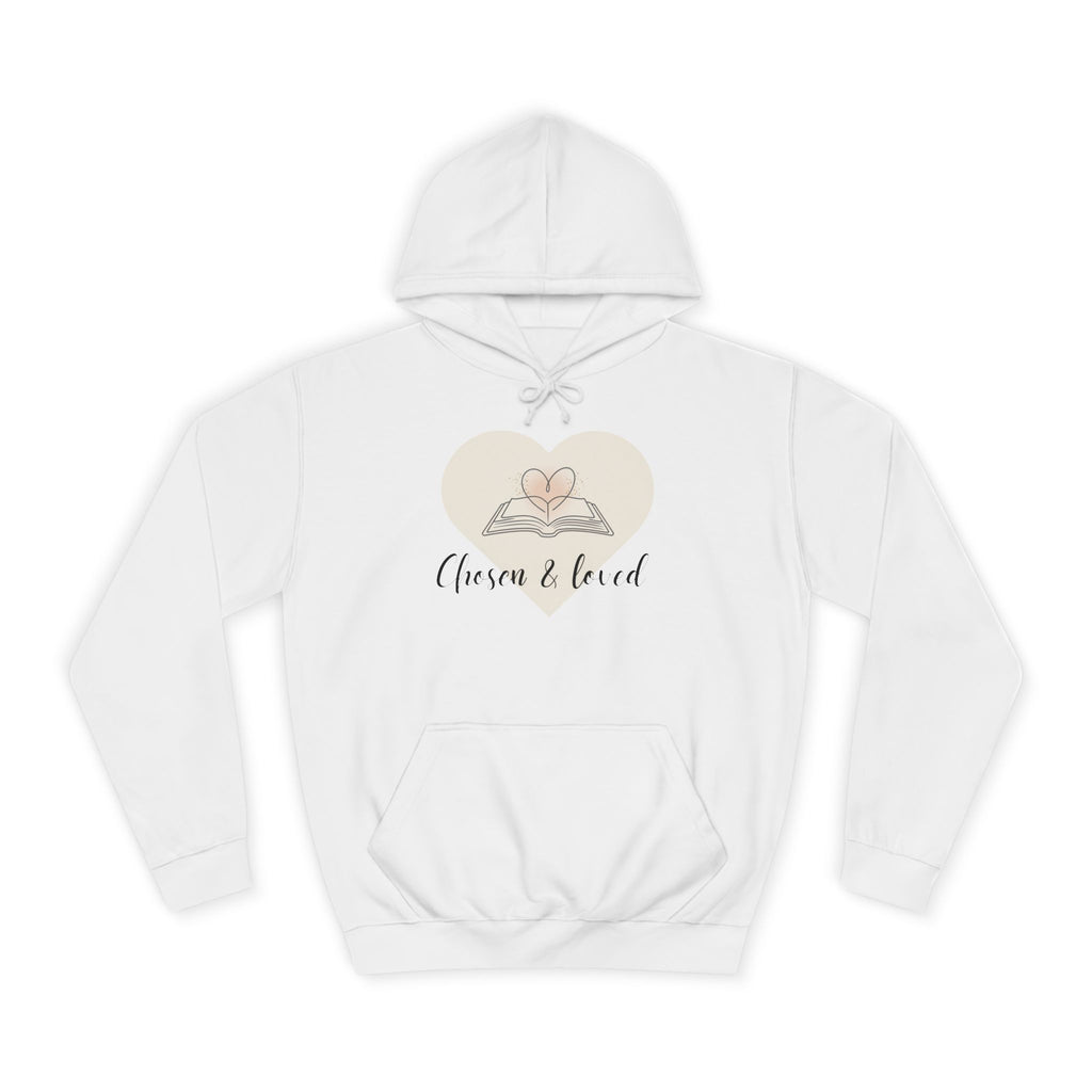 Chosen & Loved Cozy Reading Hoodie, Unisex College Apparel, Relaxed Style Sweatshirt - Light Colors