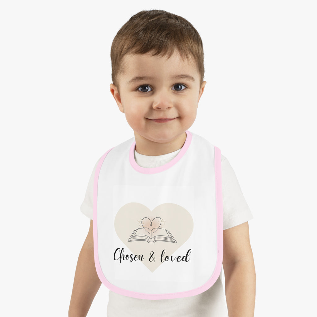 Chosen & Loved | Baby Bib with Heart Design | Baby Shower Gift, Newborn Essential, Fun Feeding Accessory, Cute Infant Wear
