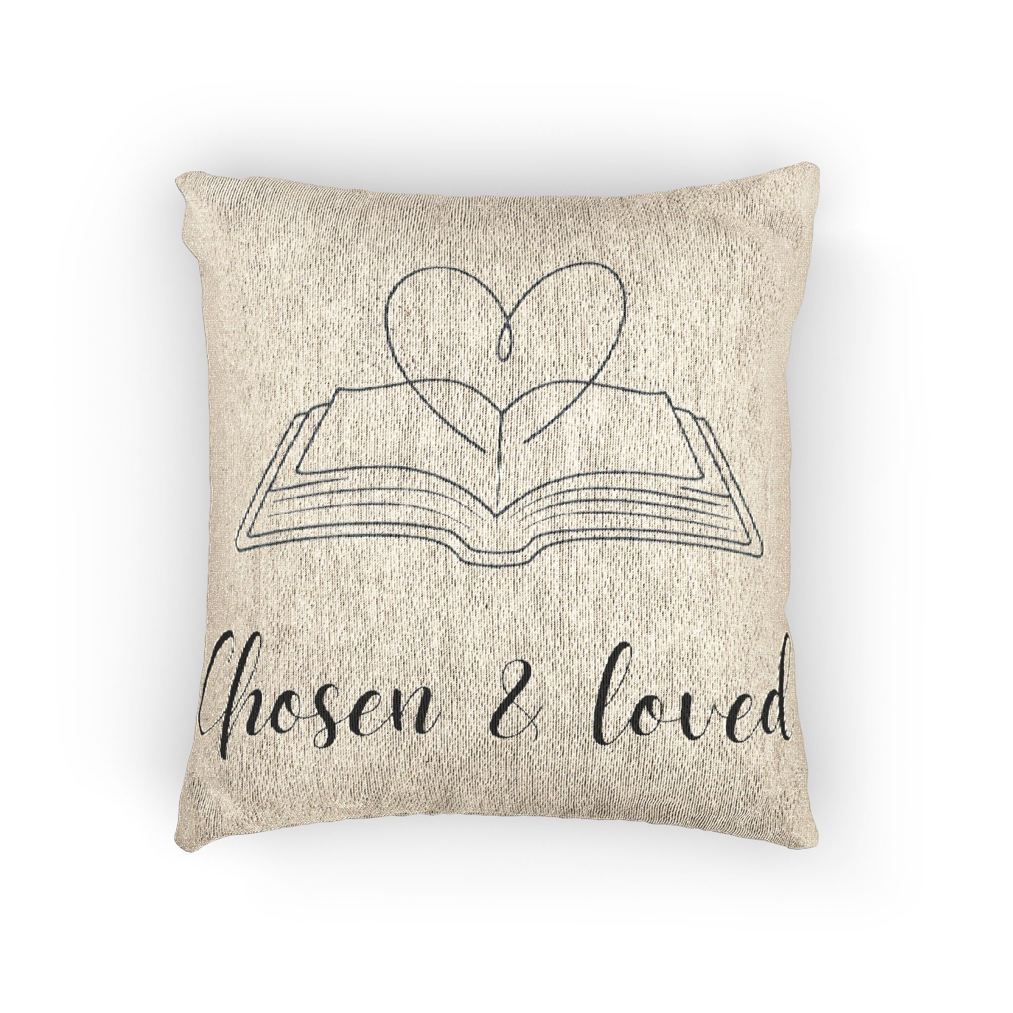 Chosen & Loved Woven Pillow Design for Book Lovers, Cozy Home Decor, Gift for Readers, Throw Pillow