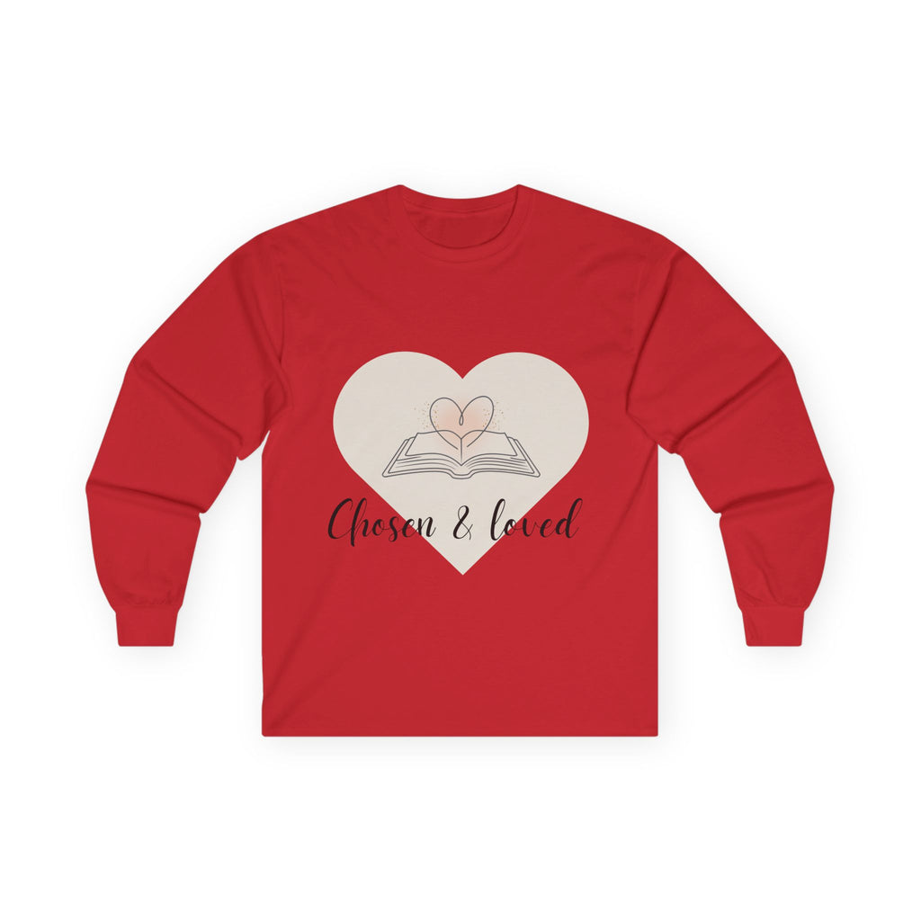 Chosen & Loved Long Sleeve Tee, Inspirational Shirt, Faith-Based Apparel, Mother's Day Gift, Heartwarming Gift, Everyday Wear - Light Colors