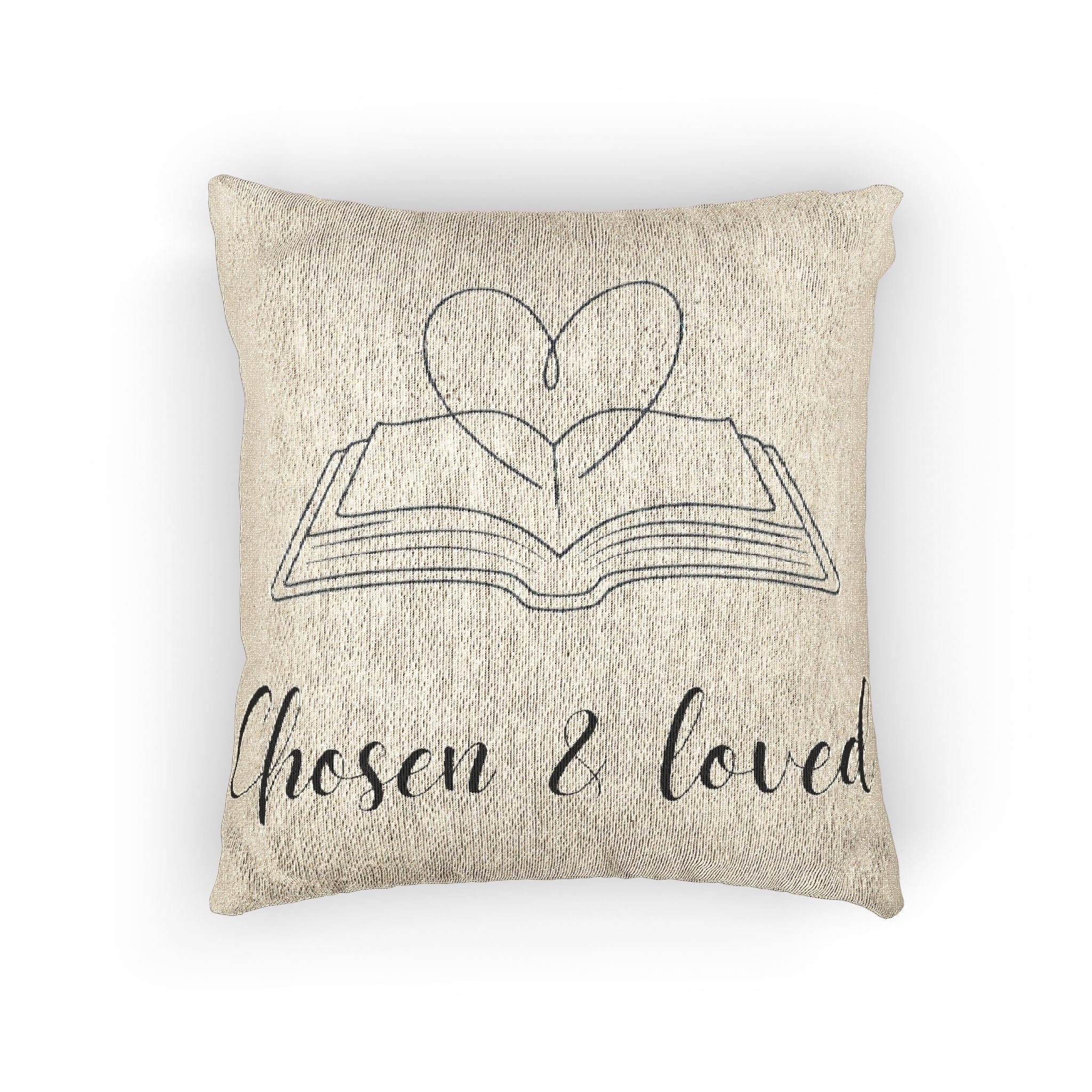 Chosen & Loved Woven Pillow Design for Book Lovers, Cozy Home Decor, Gift for Readers, Throw Pillow